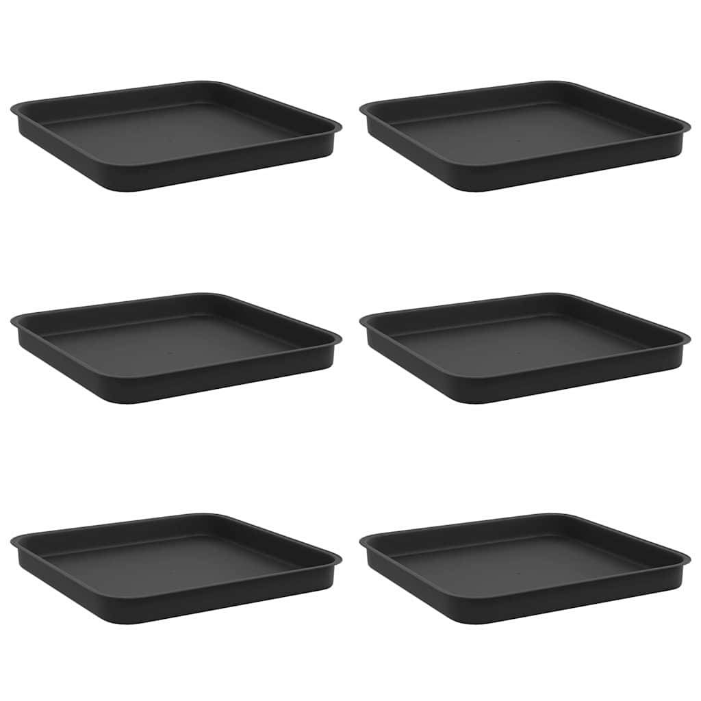 vidaXL Quadratisches Blumentablett 6 pcs Schwarz 25,5 x 25,5 x 2,5 cm