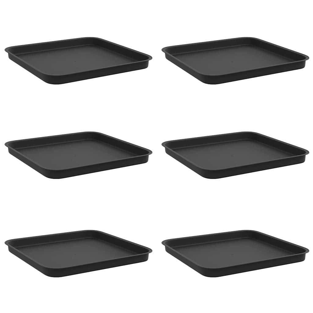 vidaXL Quadratisches Blumentablett 6 pcs Schwarz 32 x 32 x 2,5 cm