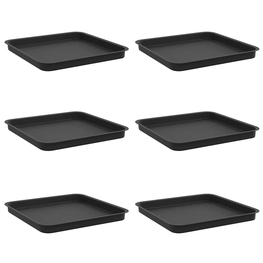 vidaXL Quadratisches Blumentablett 6 pcs Schwarz 36 x 36 x 2,5 cm