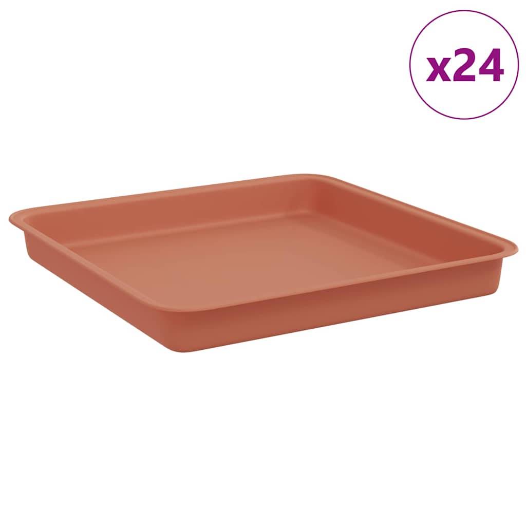 vidaXL Quadratisches Blumentablett 24 pcs Ziegelrot 18 x 18 x 2 cm