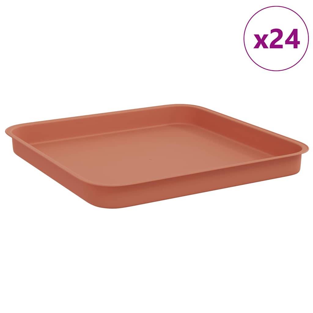 vidaXL Quadratisches Blumentablett 24 pcs Ziegelrot 21 x 21 x 2 cm