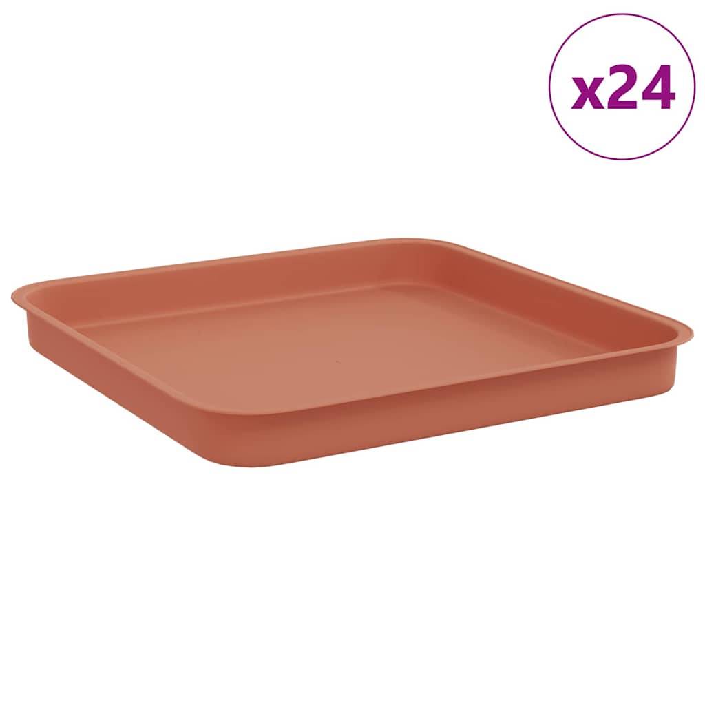 vidaXL Quadratisches Blumentablett 24 pcs Ziegelrot Kunststoff