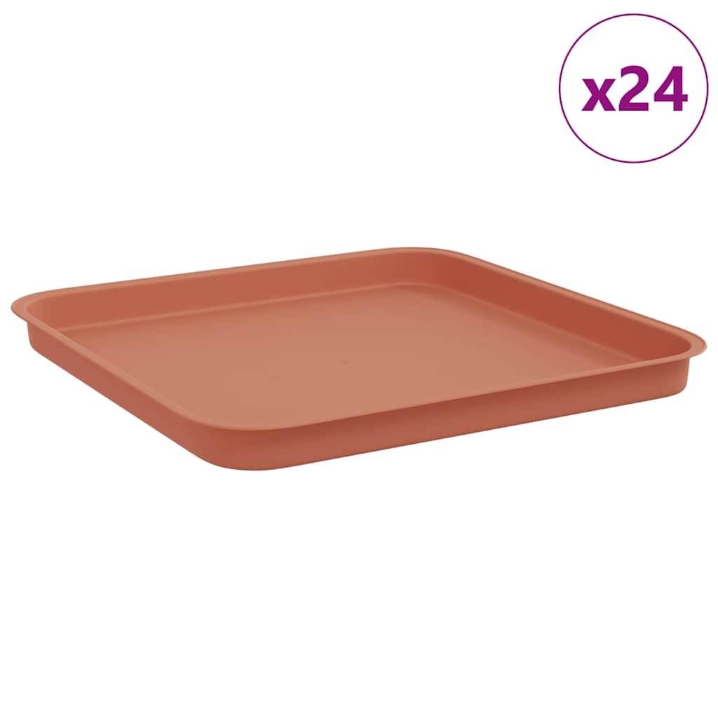 vidaXL Quadratisches Blumentablett 24 pcs Ziegelrot 32 x 32 x 2,5 cm