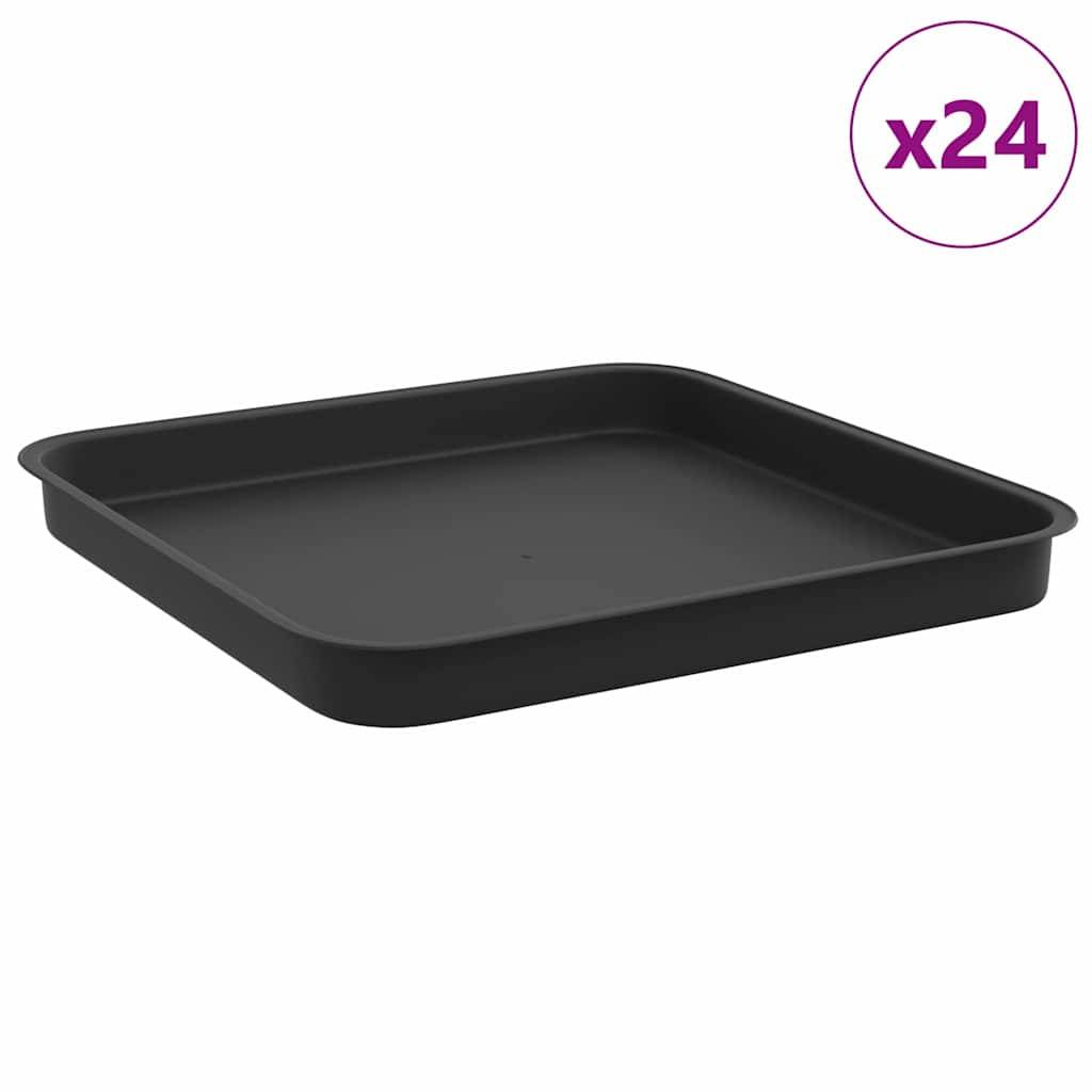 vidaXL Quadratisches Blumentablett 24 pcs Schwarz 21 x 21 x 2 cm