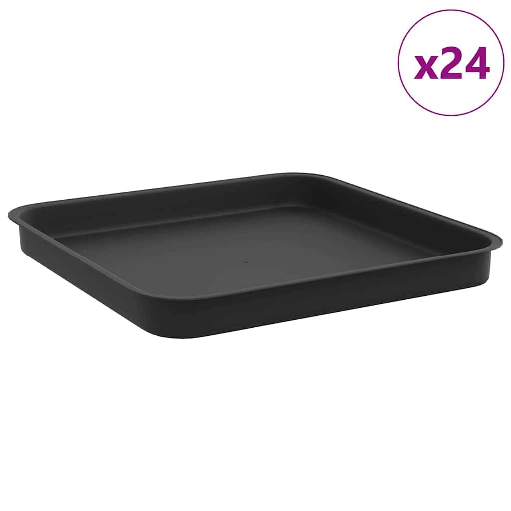 vidaXL Quadratisches Blumentablett 24 pcs Schwarz 25,5 x 25,5 x 2,5 cm