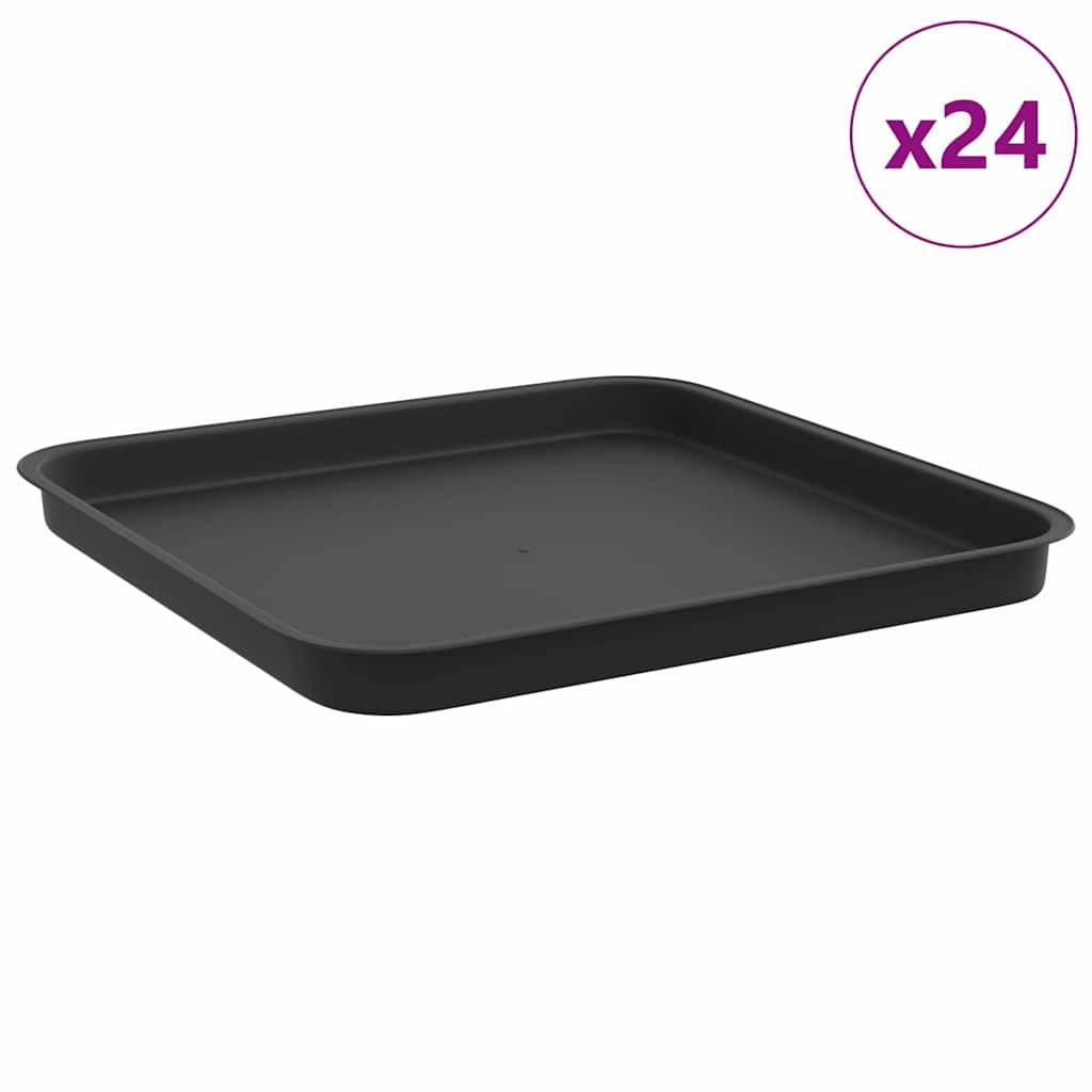 vidaXL Quadratisches Blumentablett 24 pcs Schwarz 32 x 32 x 2,5 cm