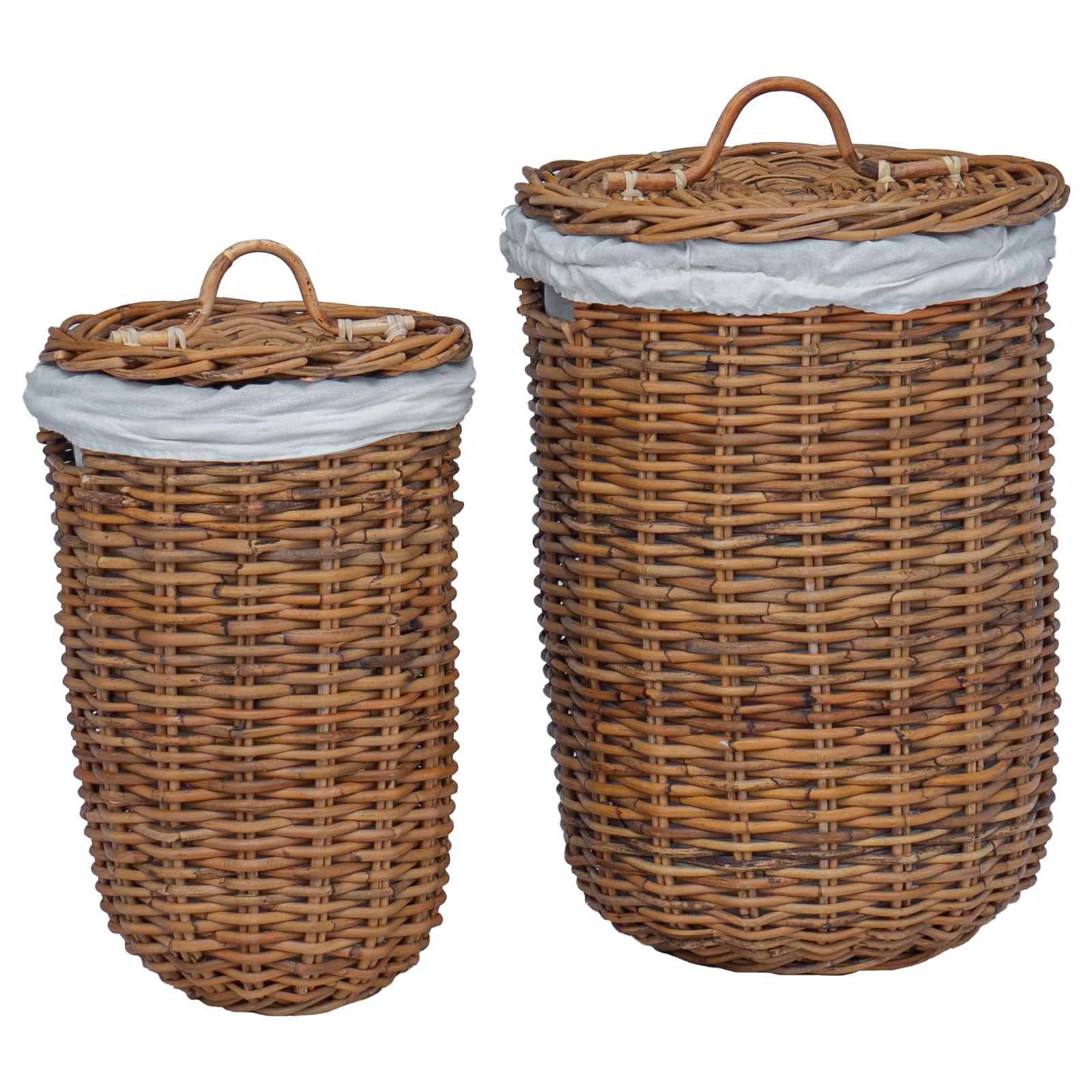vidaXL Wäschekorb 2 pcs Braun Kubu Rattan