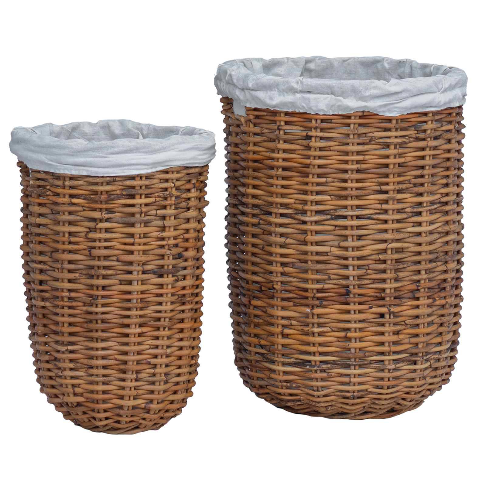 vidaXL Wäschekorb 2 pcs Braun Kubu Rattan