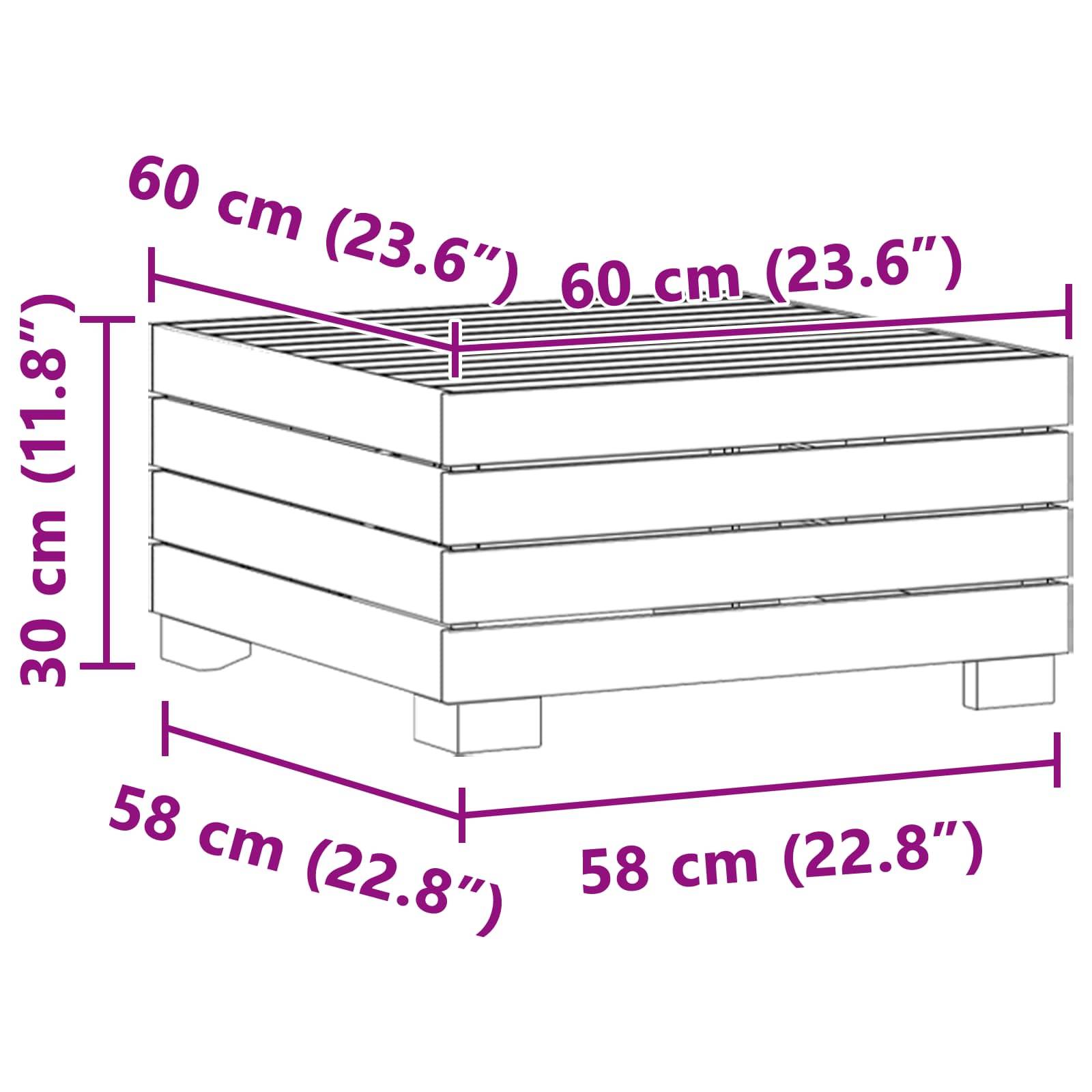 vidaXL Garten-Beistelltisch Massivholz Akazie Braun 60 x 60 x 30 cm