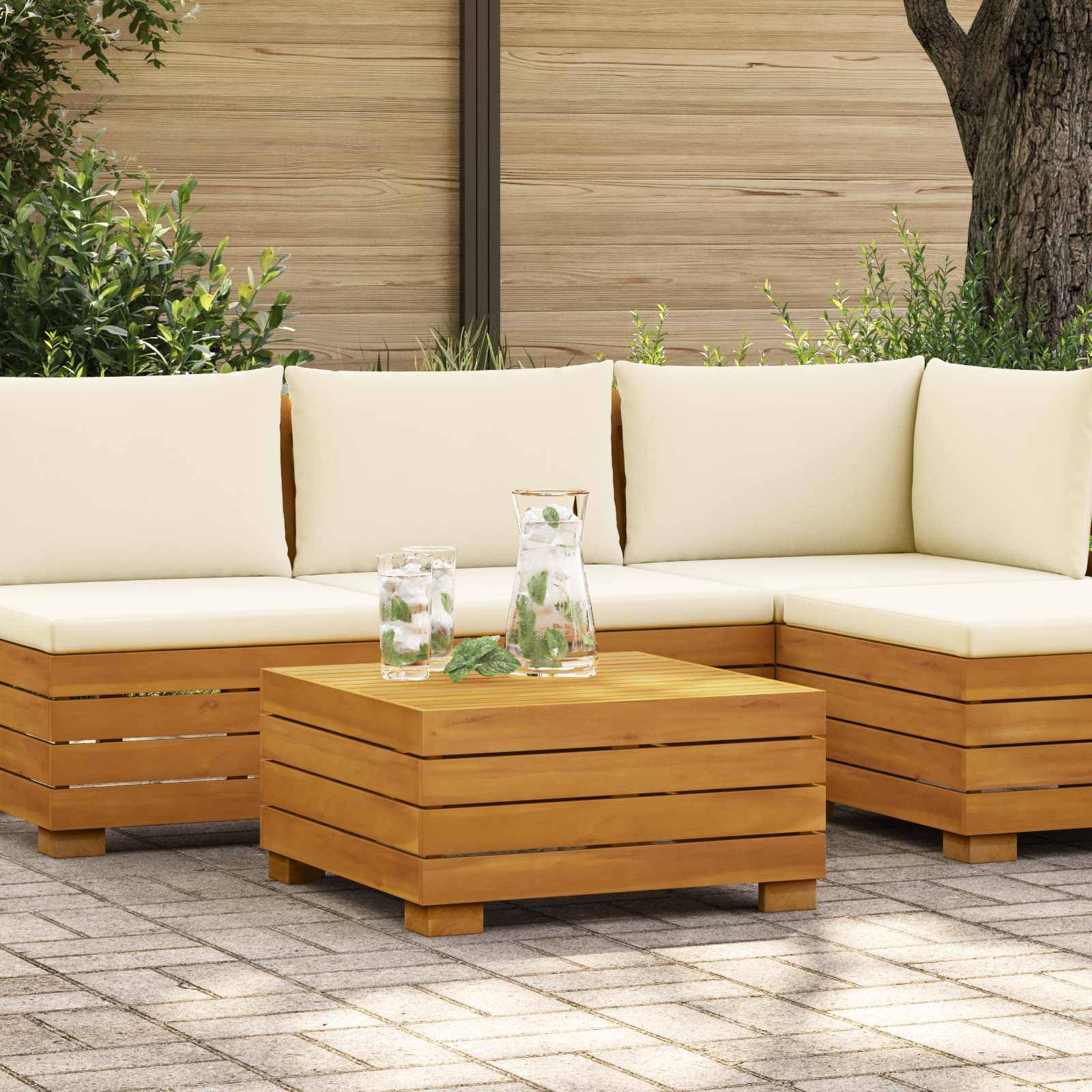 vidaXL Garten-Beistelltisch Massivholz Akazie Braun 60 x 60 x 30 cm