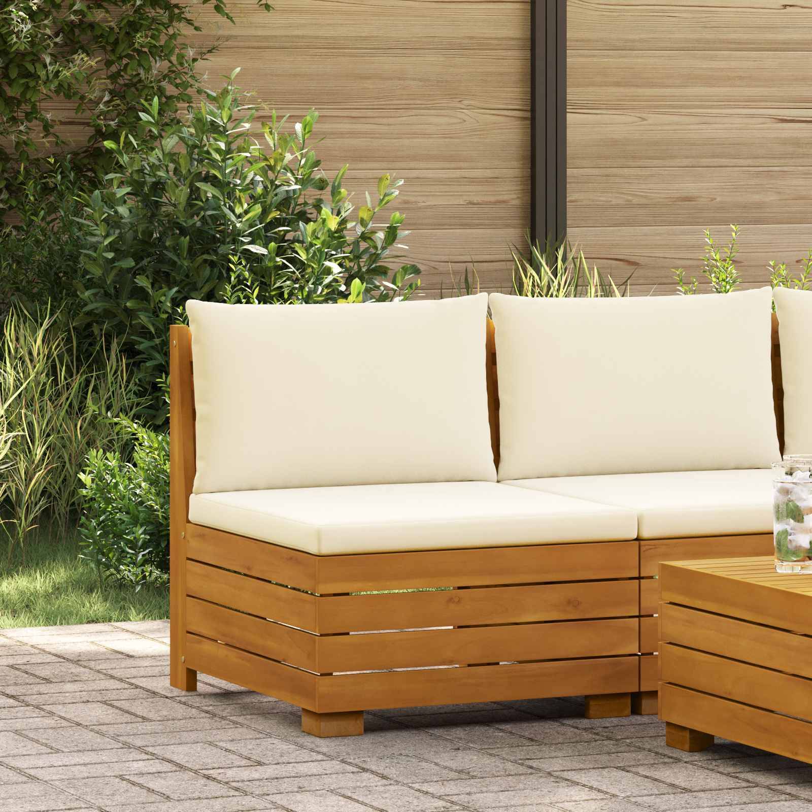 vidaXL Garten Mittelssofa Massivholz Akazie Braun