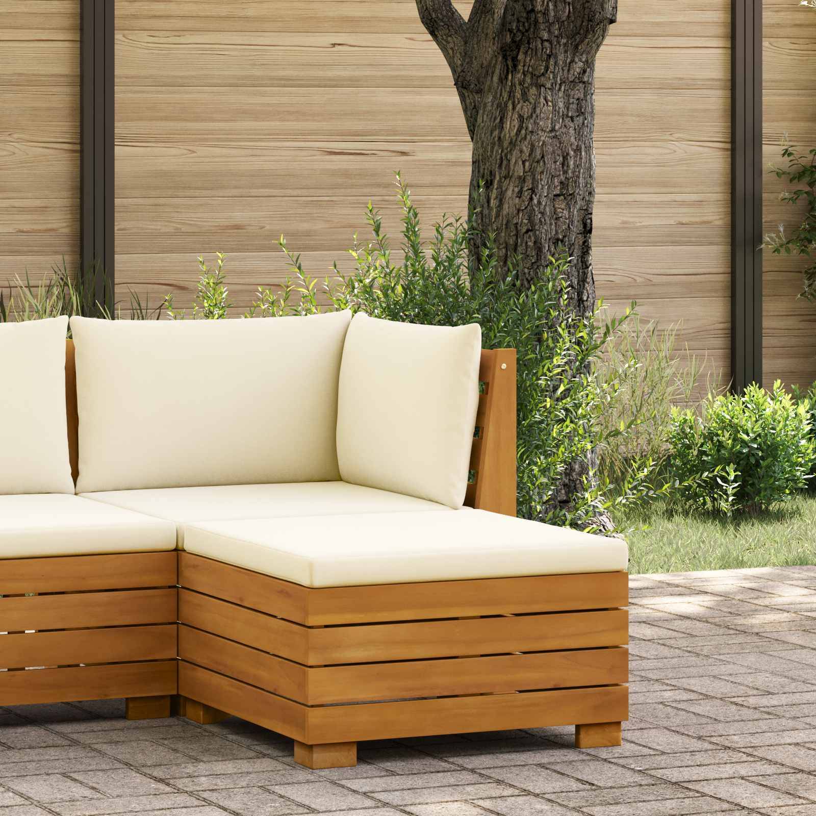 vidaXL Garten-Fußhocker Massivholz Akazie Braun