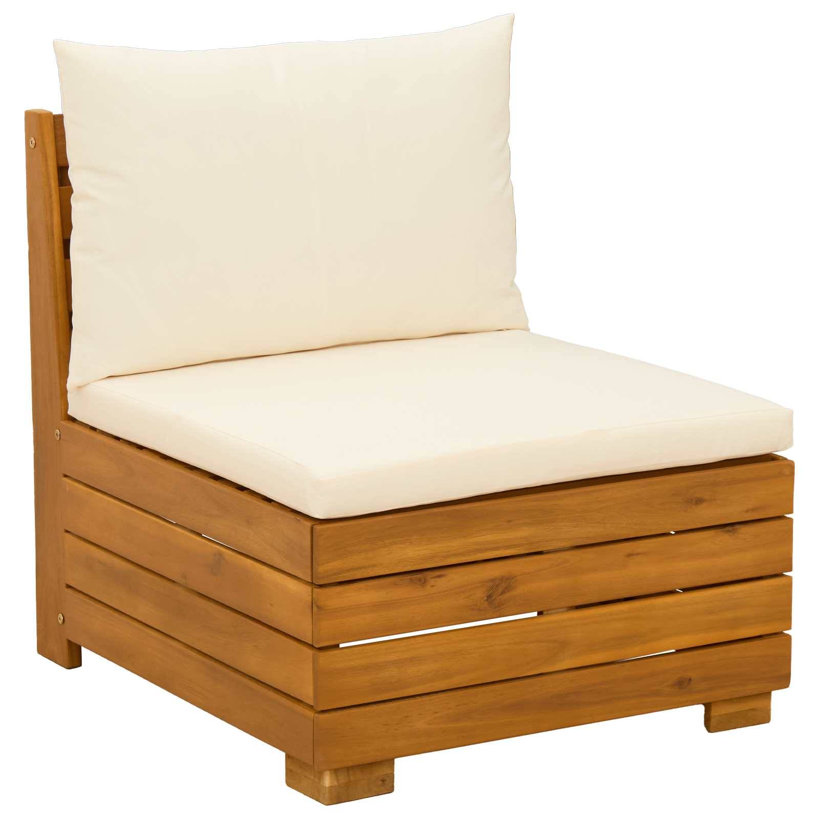 vidaXL Outdoor-Sofagarnitur mit Kissen 3 Stück Braun Massivholz Akazie