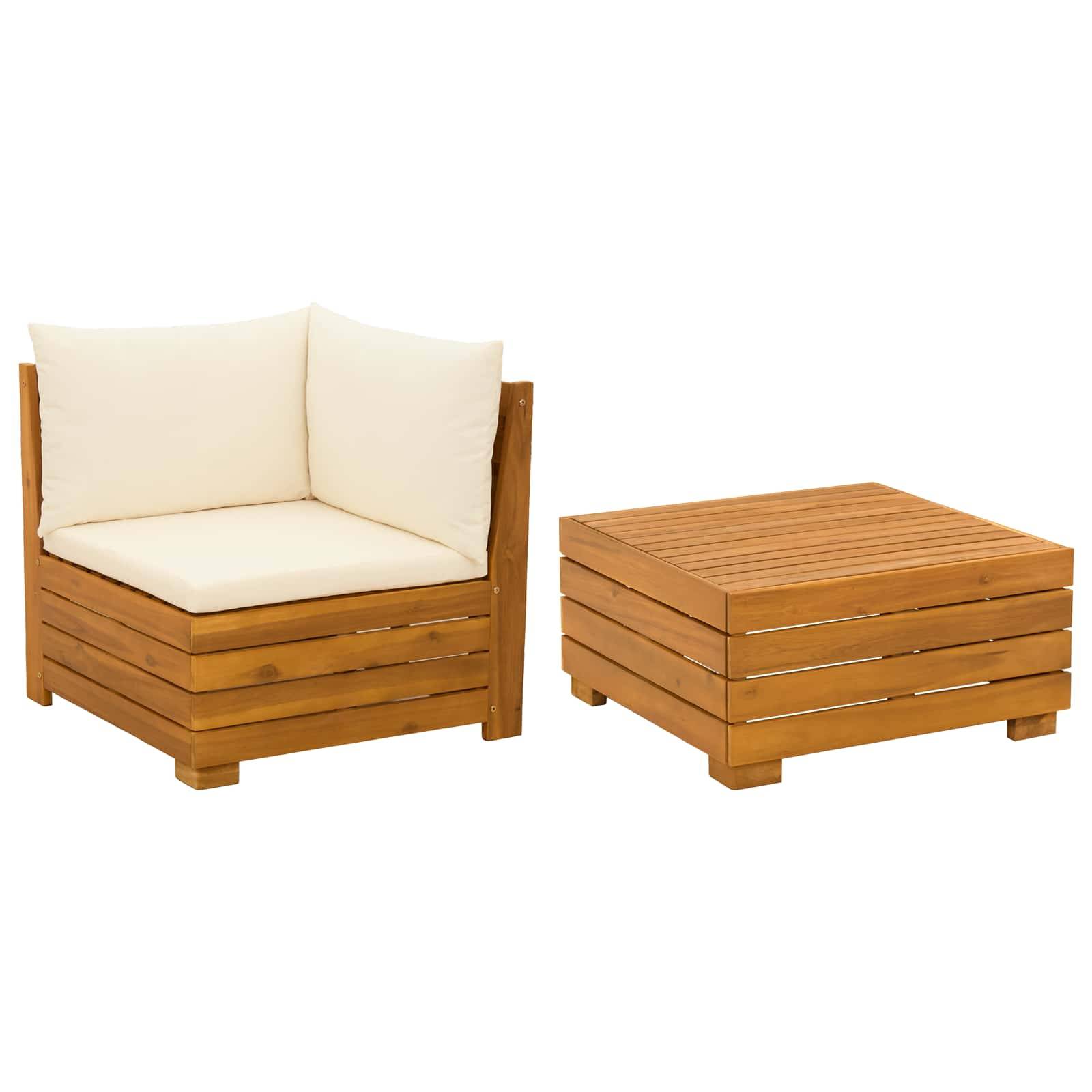 vidaXL Garten-Lounge-Set mit Kissen 2 Stück Braun Massivholz Akazie
