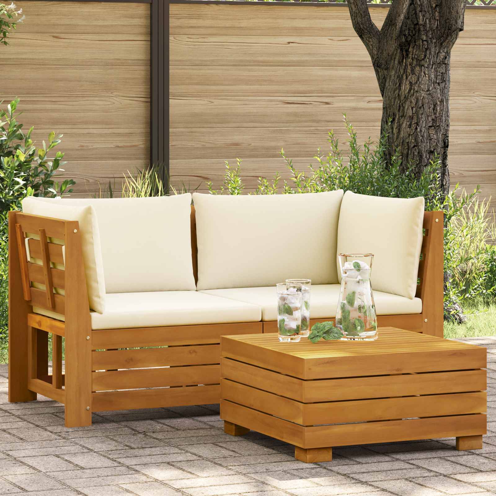 vidaXL Garten-Lounge-Set mit Kissen 2 Stück Braun Massivholz Akazie