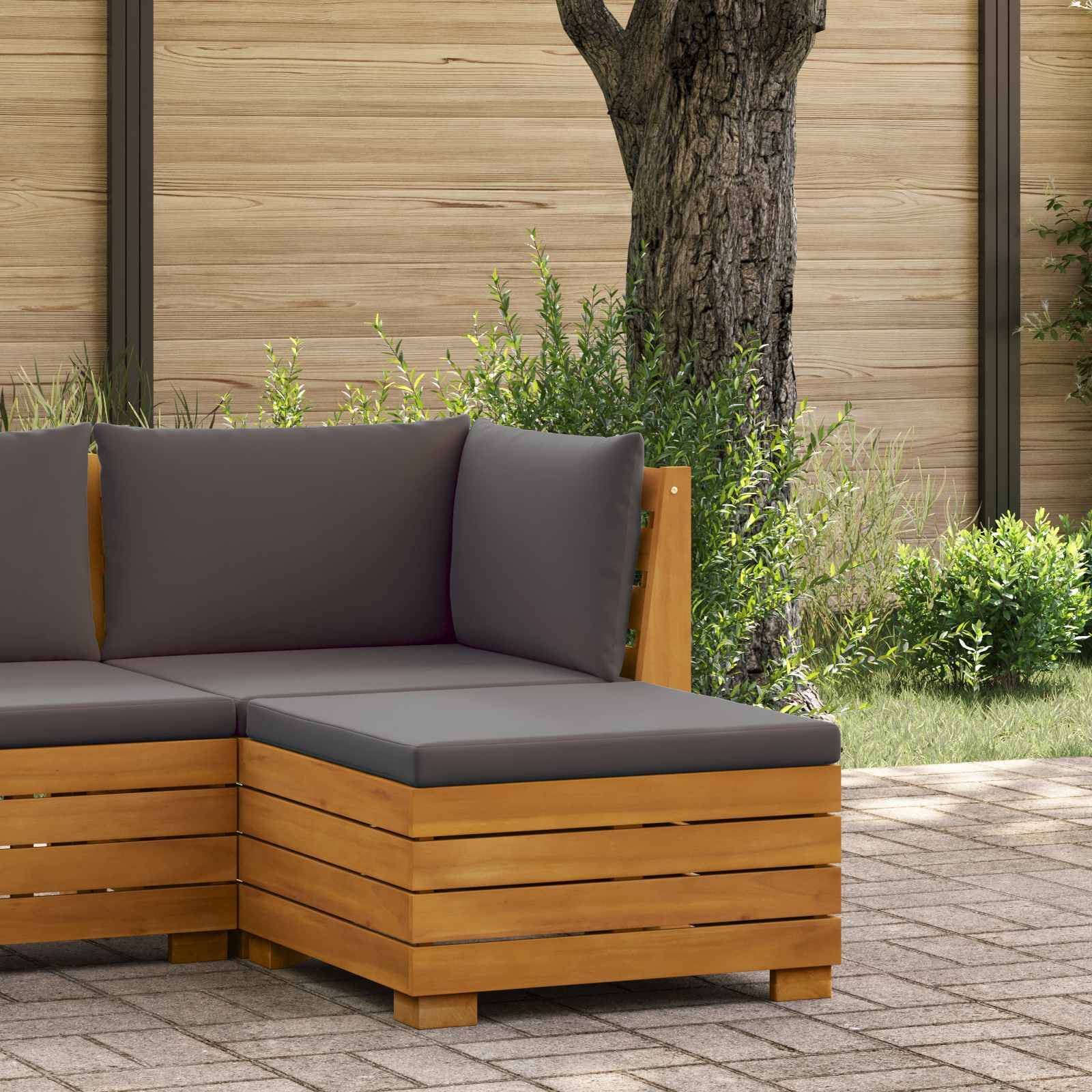 vidaXL Garten-Fußhocker Massivholz Akazie Braun
