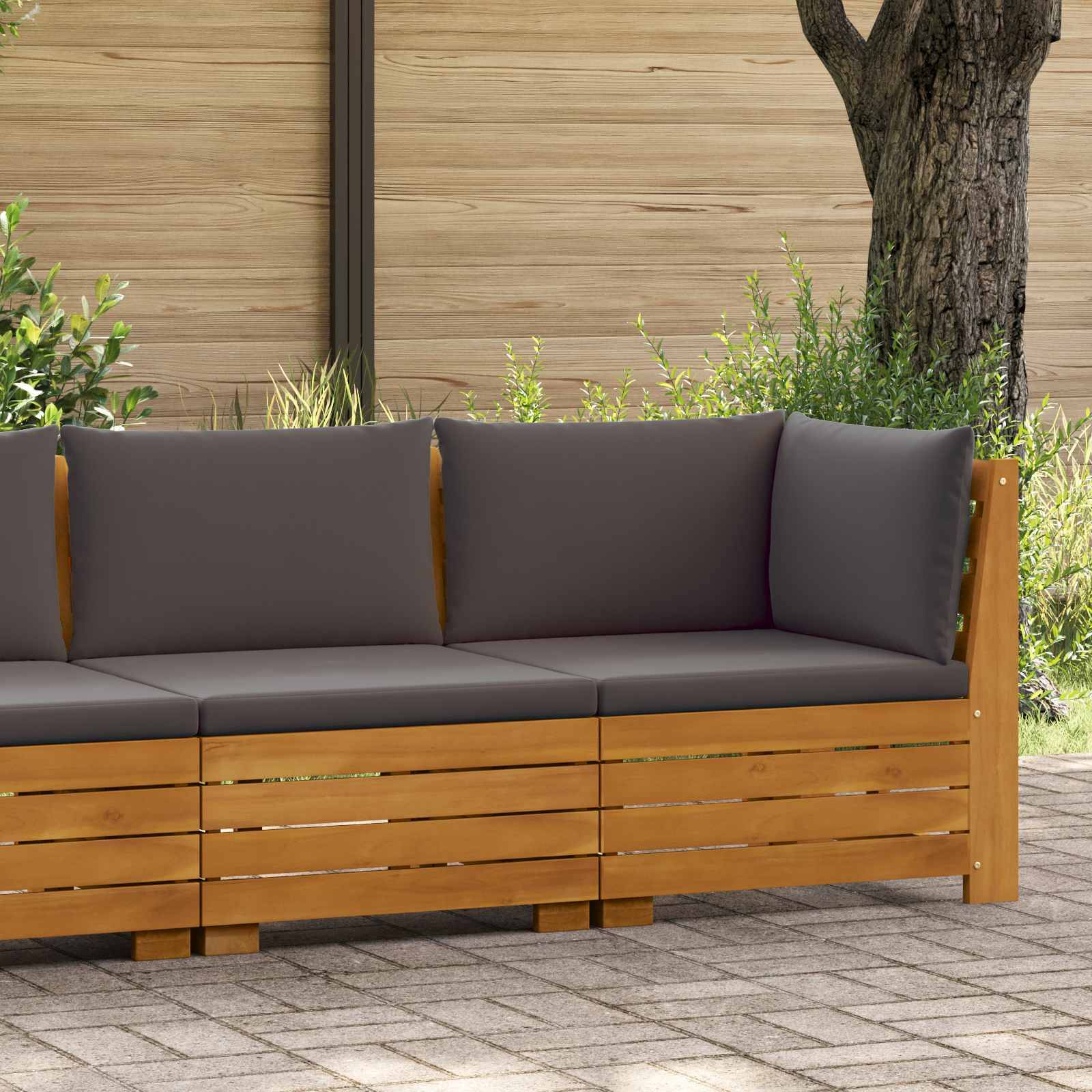 vidaXL Garten-Lounge-Set mit Kissen 2 Stück Braun Massivholz Akazie