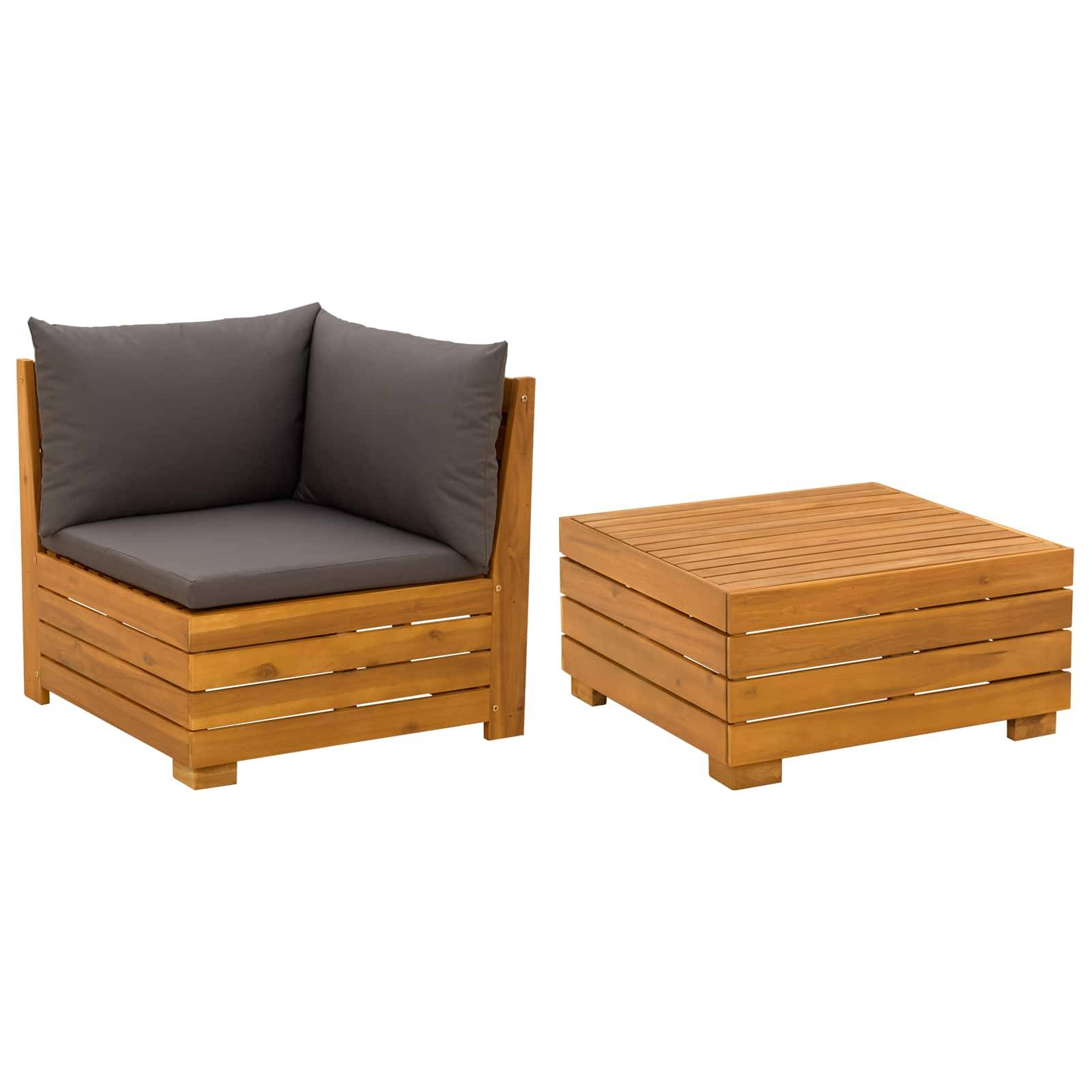 vidaXL 2-tlg. Garten-Lounge-Set aus massivem Akazienholz Braun