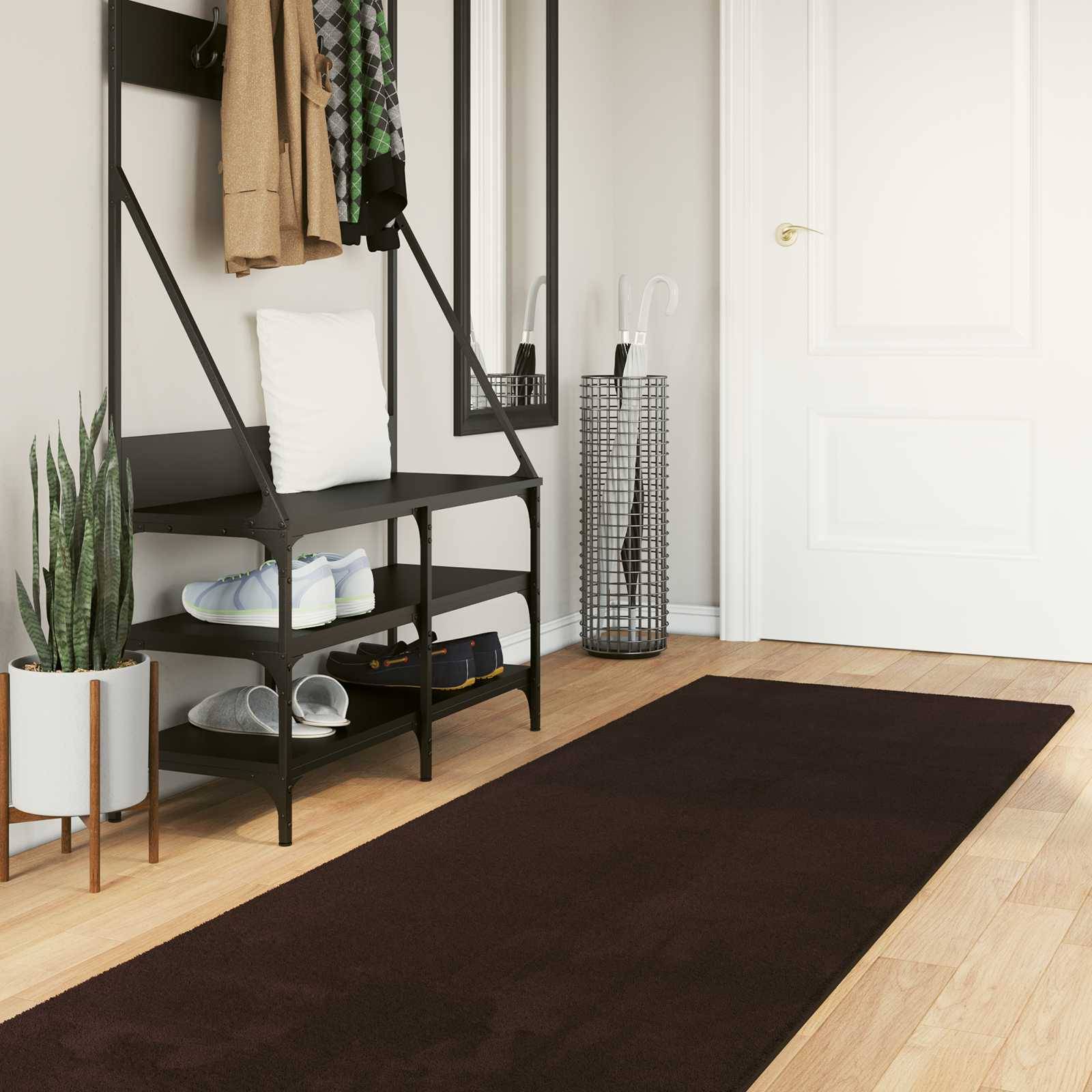 vidaXL Mittlerer Flor weicher und waschbarer Teppich HUARTE Braun