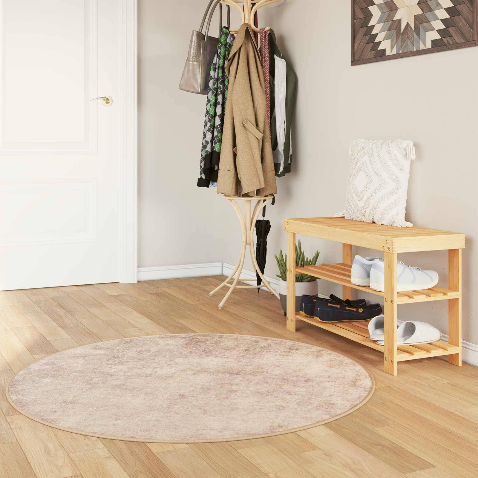 vidaXL Teppichläufer MARSA Beige 120 x 120 cm Polyester und PVC