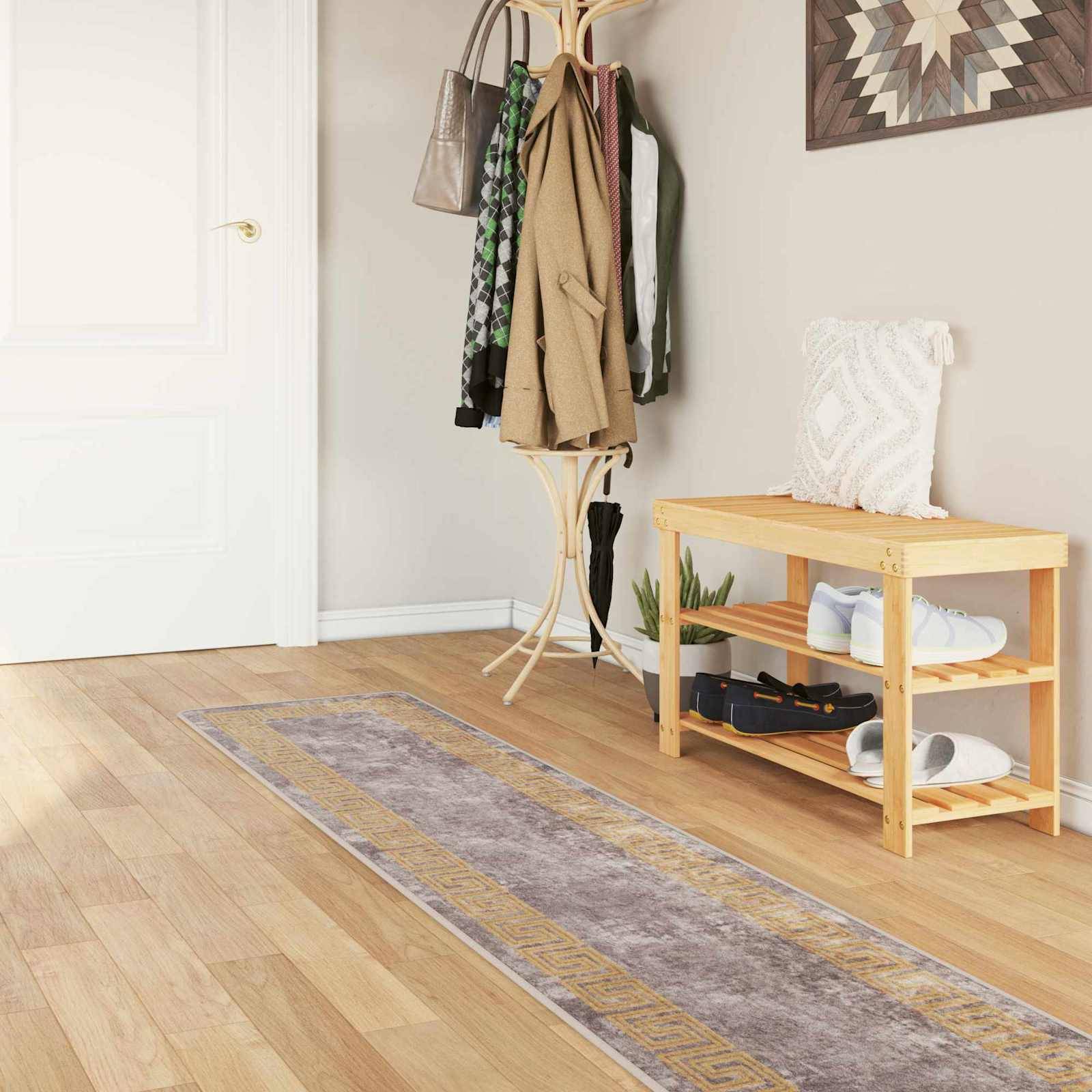 vidaXL Teppichläufer MARSA Grau 50 x 250 cm Polyester und PVC