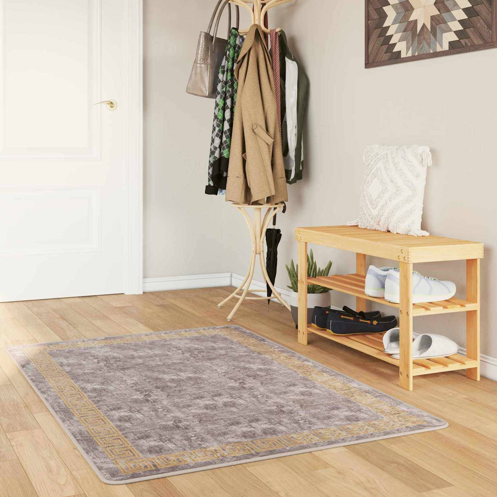 vidaXL Teppichläufer MARSA Grau 80 x 100 cm Polyester und PVC