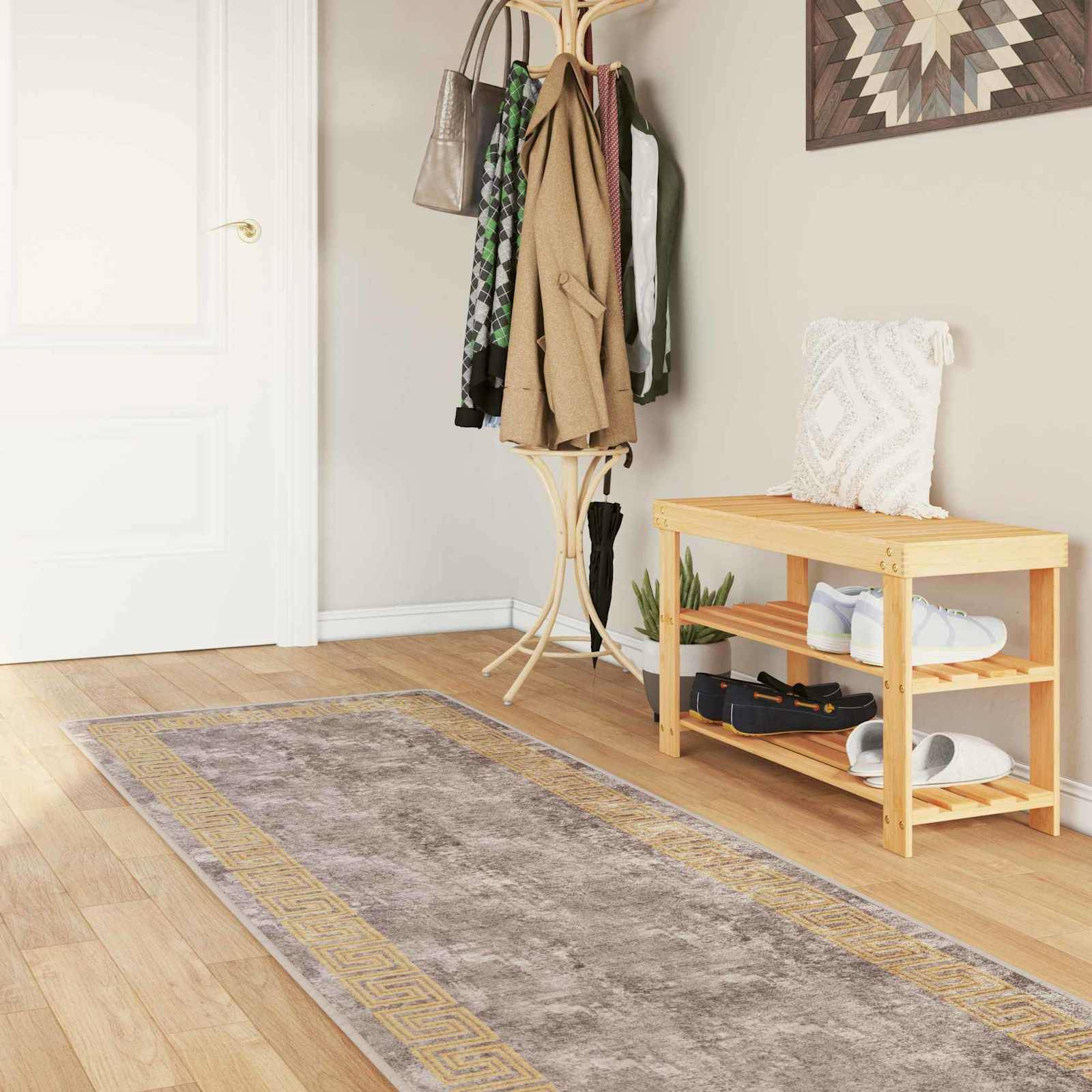 vidaXL Teppichläufer MARSA Grau 80 x 450 cm Polyester und PVC