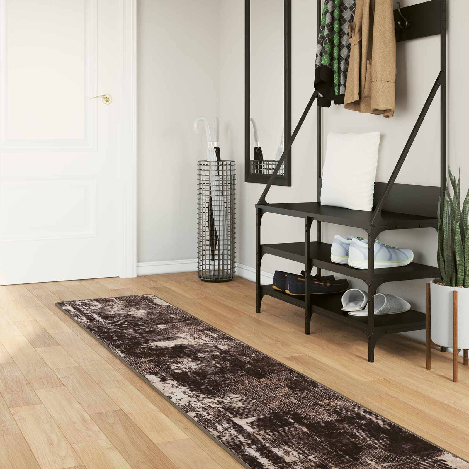vidaXL Teppichläufer MARSA Schwarz 50 x 250 cm Polyester und PVC