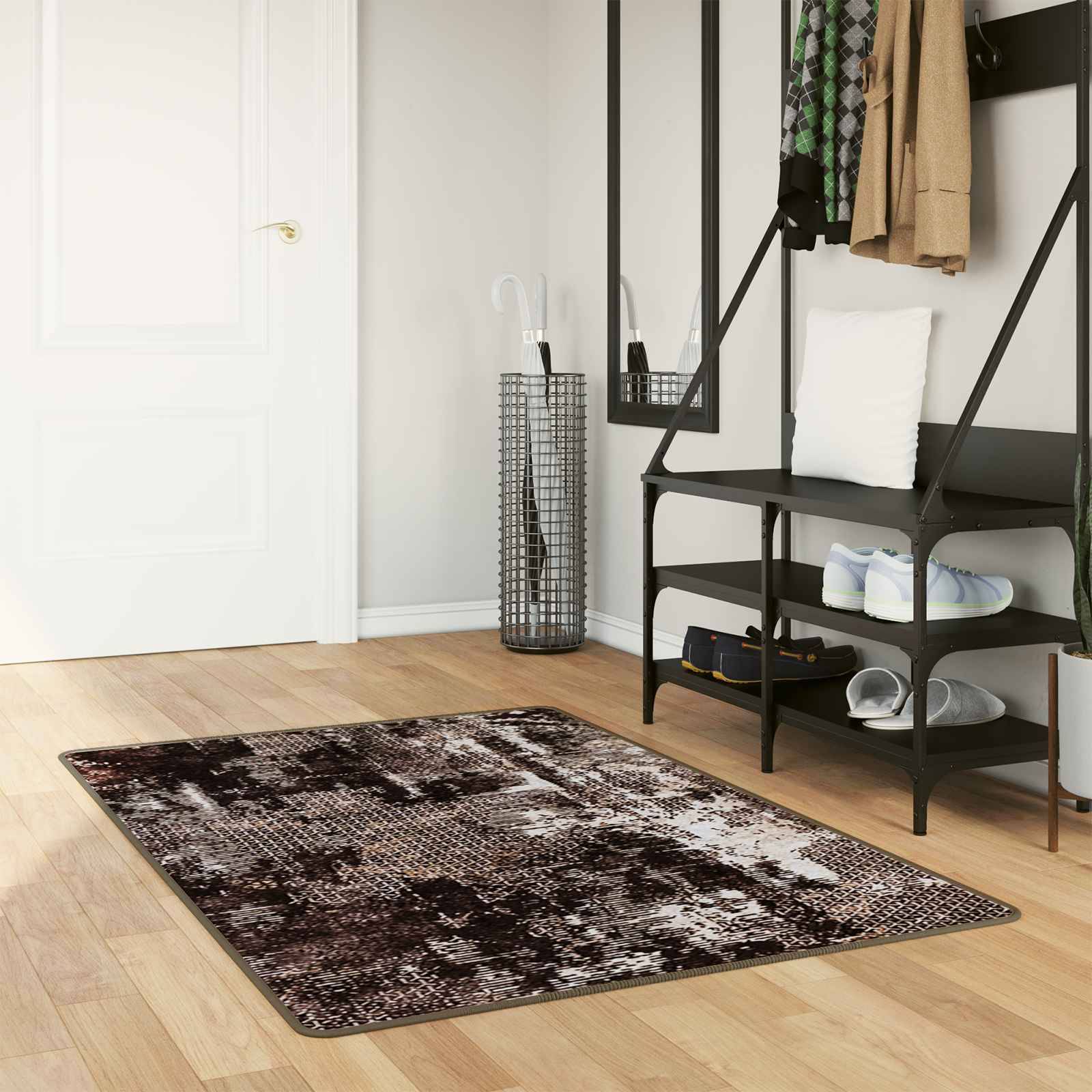 vidaXL Teppichläufer MARSA Schwarz 80 x 100 cm Polyester und PVC