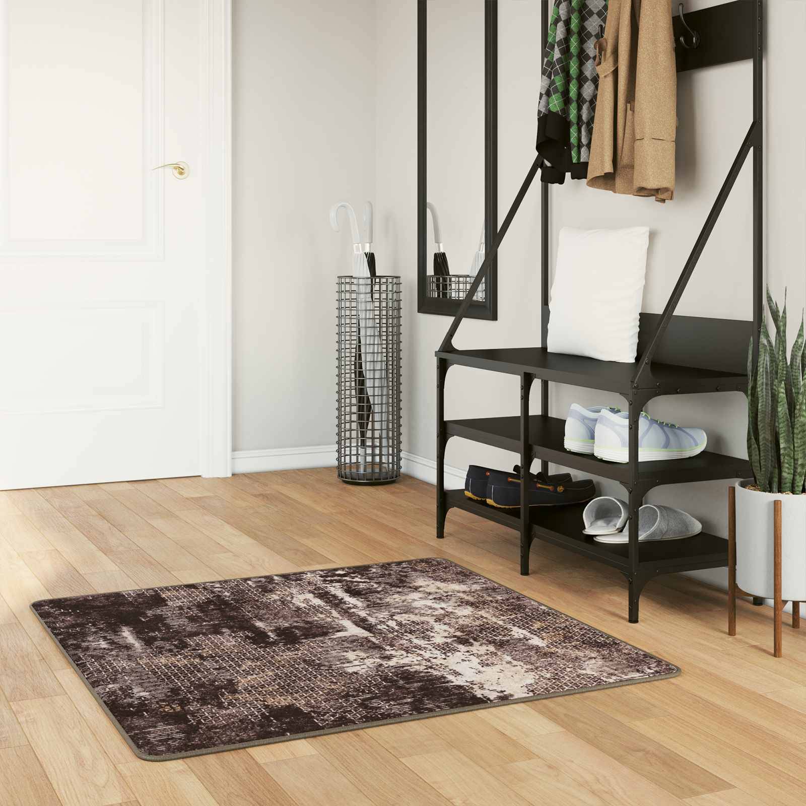 vidaXL Teppichläufer MARSA Schwarz 100 x 100 cm Polyester und PVC