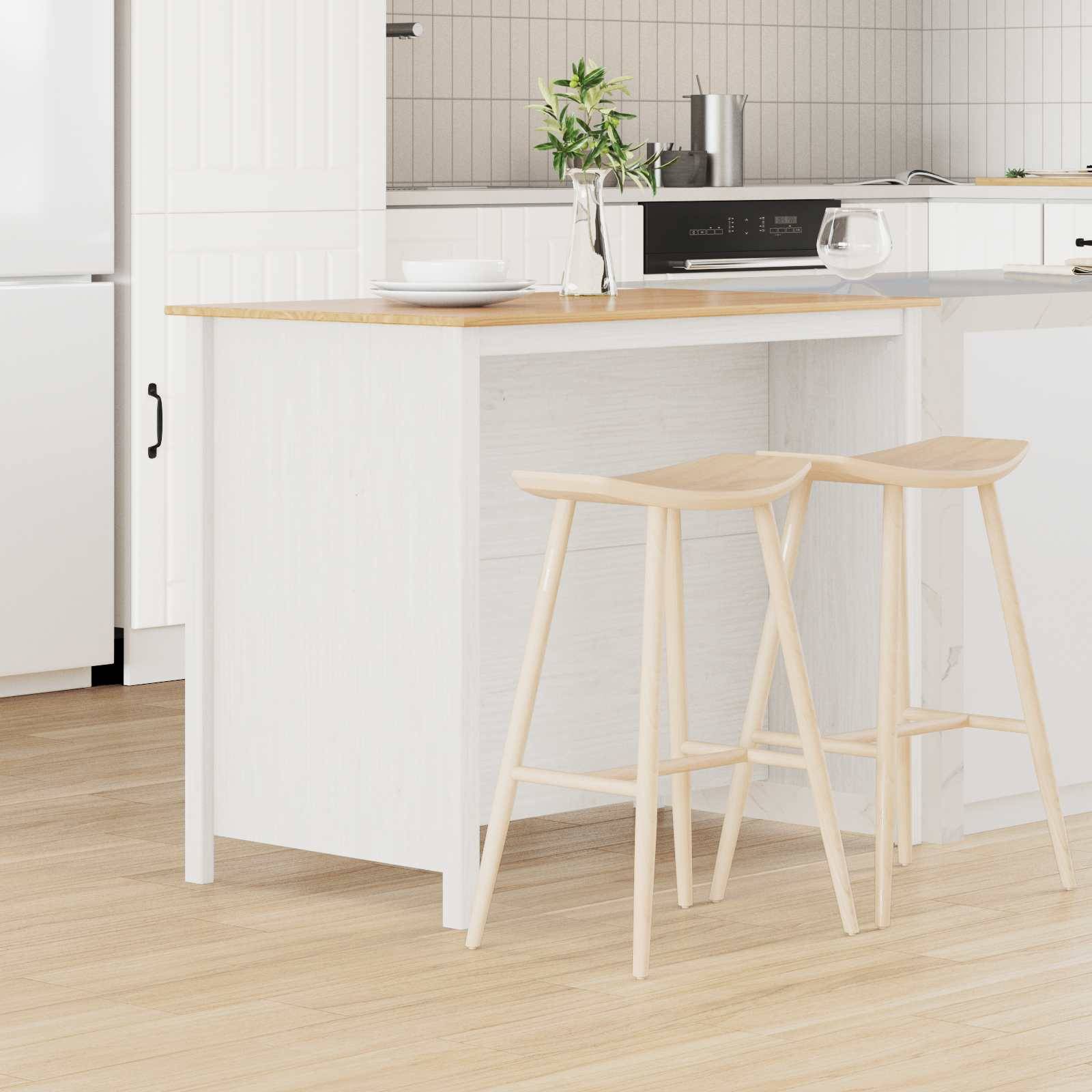 vidaXL Kücheninseln HILL Weiß 112 x 66 x 90 cm Massives Kiefernholz