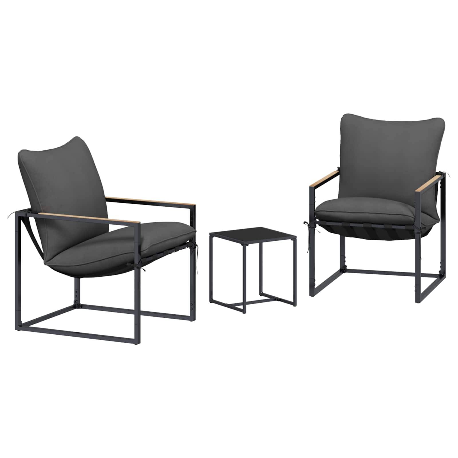 vidaXL Gartensofa-set 3 pcs Schwarz und Anthrazit Stahl
