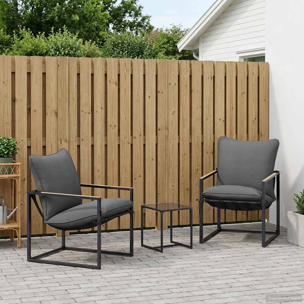 vidaXL Gartensofa-set 3 pcs Schwarz und Anthrazit Stahl