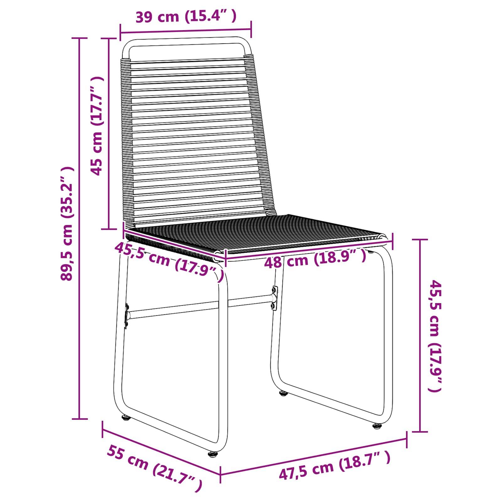 vidaXL Gartenstühle 2 pcs Schwarz 48 x 55 x 89,5 cm Rattan