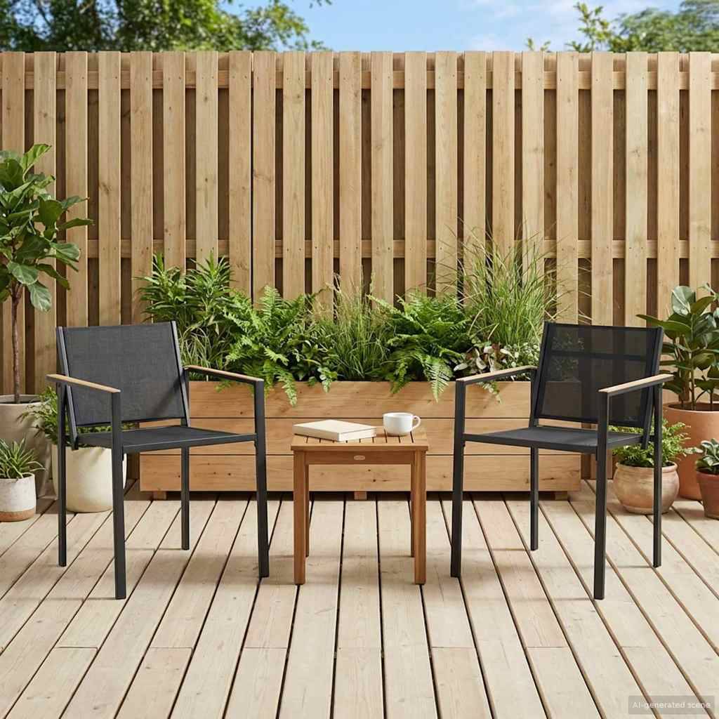 vidaXL Gartenstühle 2 pcs Schwarz und Anthrazit 53,5 x 59 x 77 cm