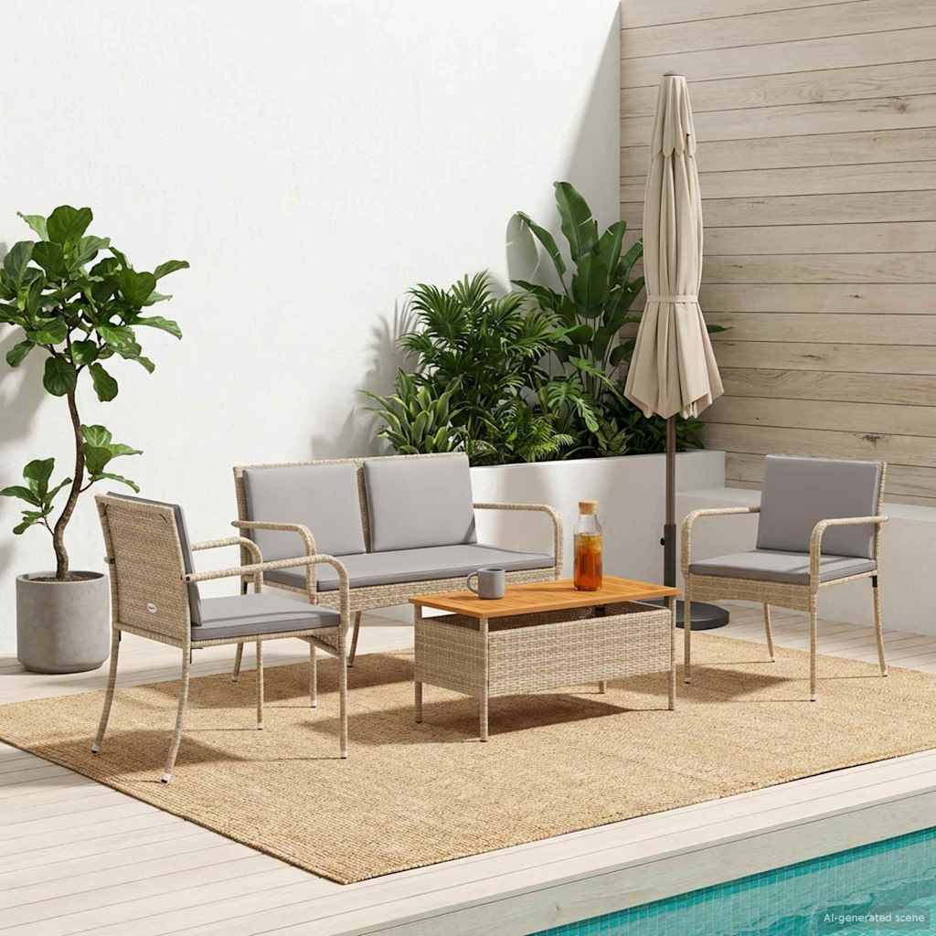 vidaXL Garten Set mit Kissen Stahl