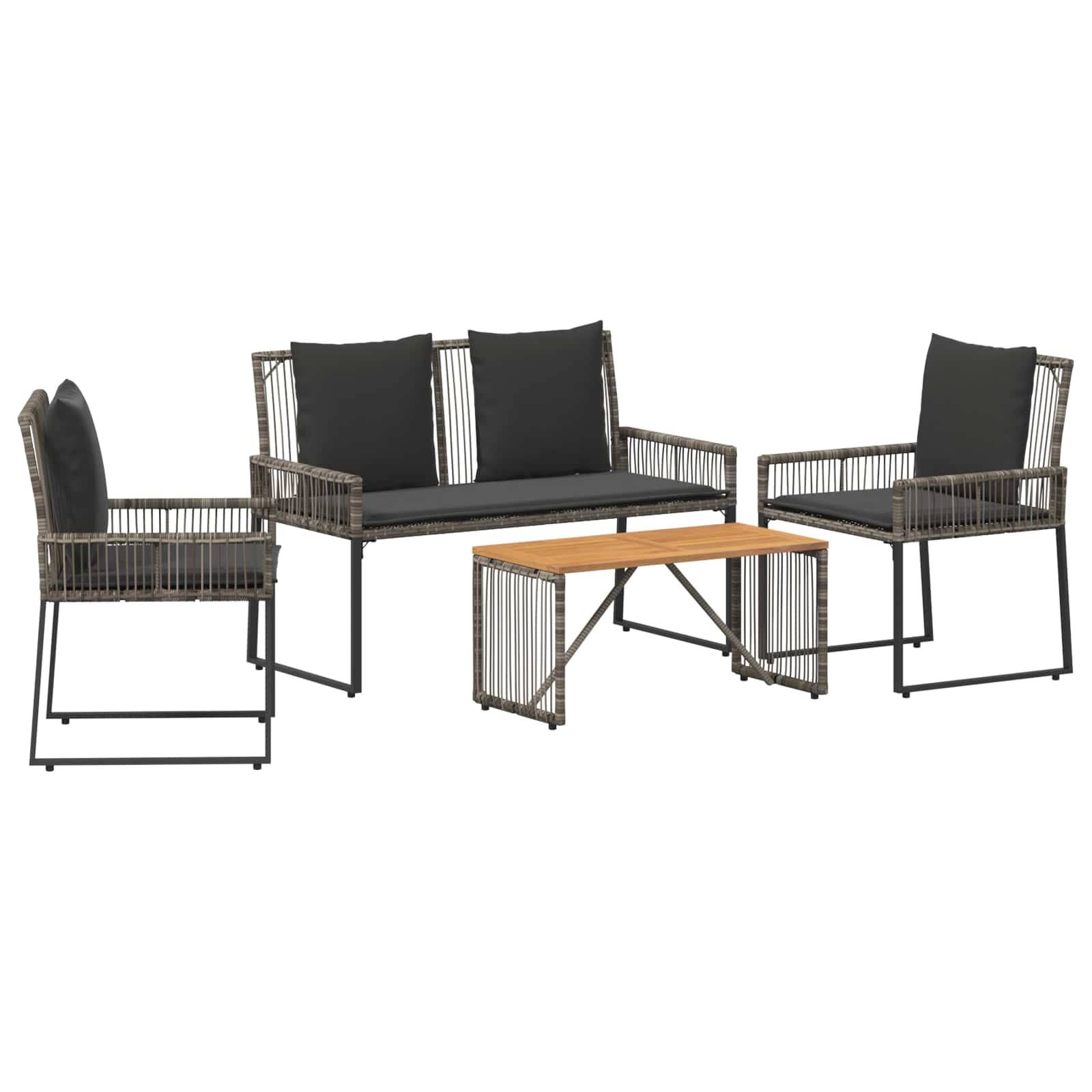 vidaXL Gartenmöbel Set 9 pcs Grau und Dunkelgrau Poly-Rattan