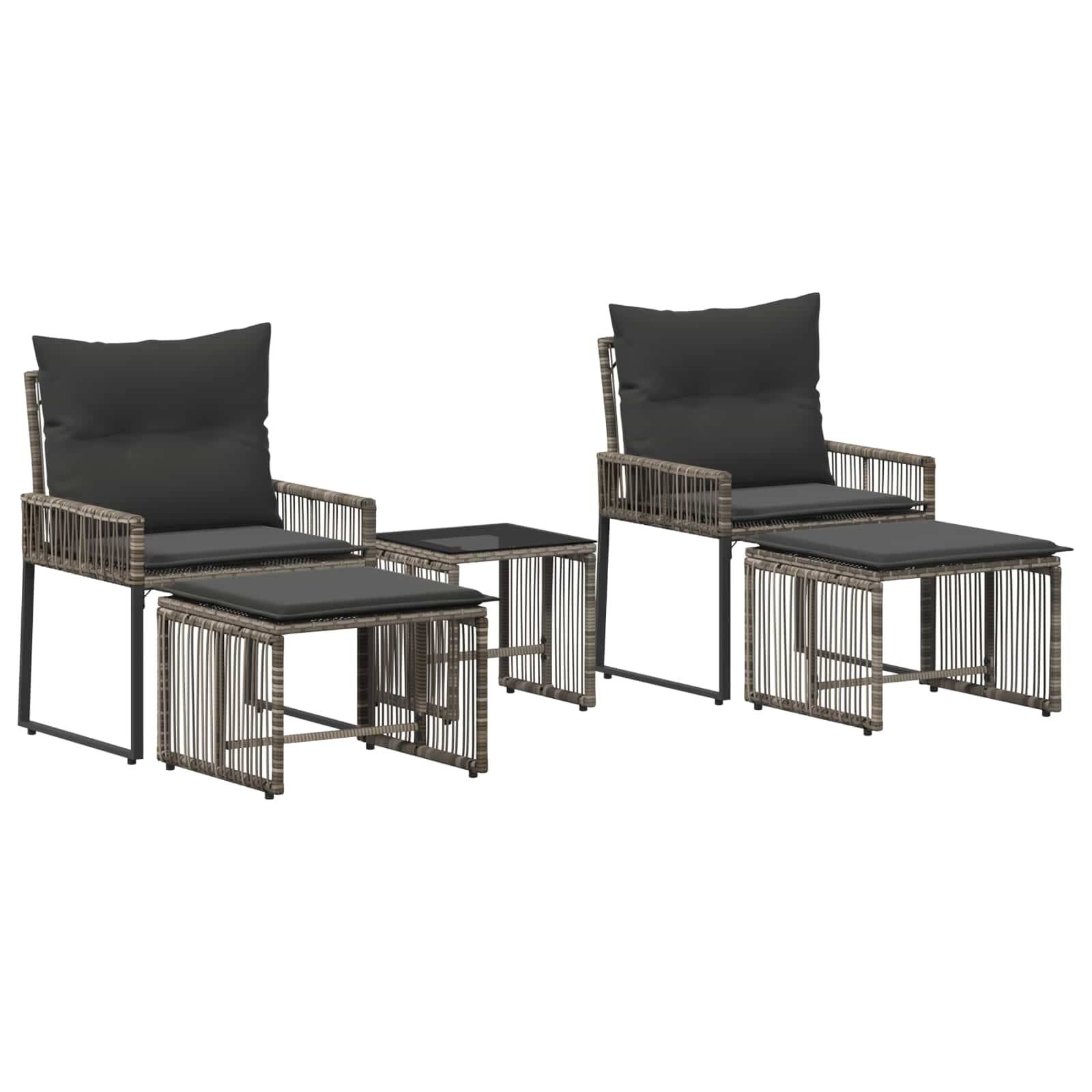 vidaXL Gartenmöbel Set 11 pcs Grau und Dunkelgrau Poly-Rattan