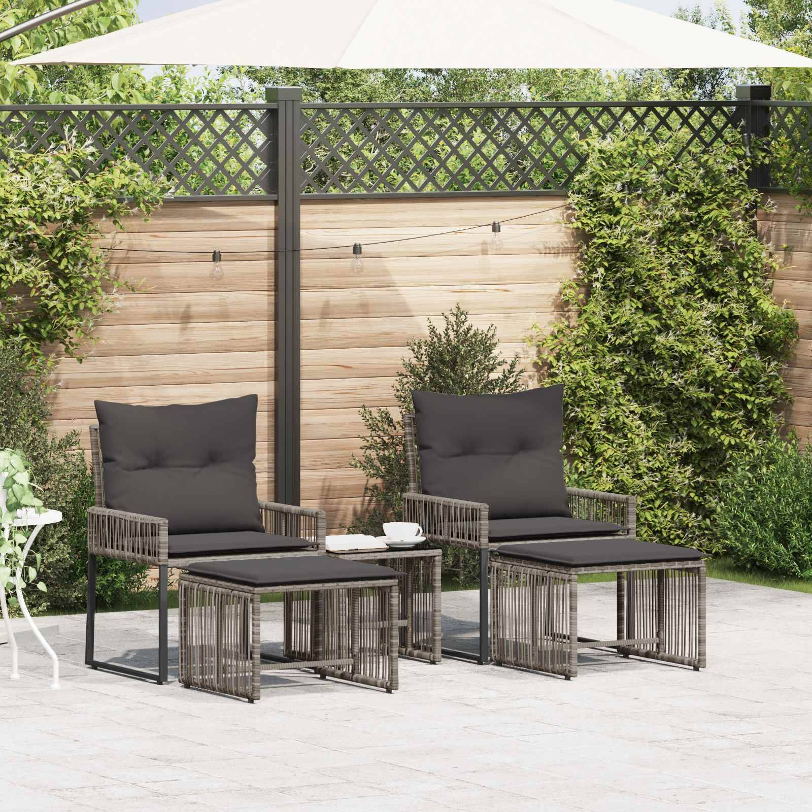 vidaXL Gartenmöbel Set 11 pcs Grau und Dunkelgrau Poly-Rattan