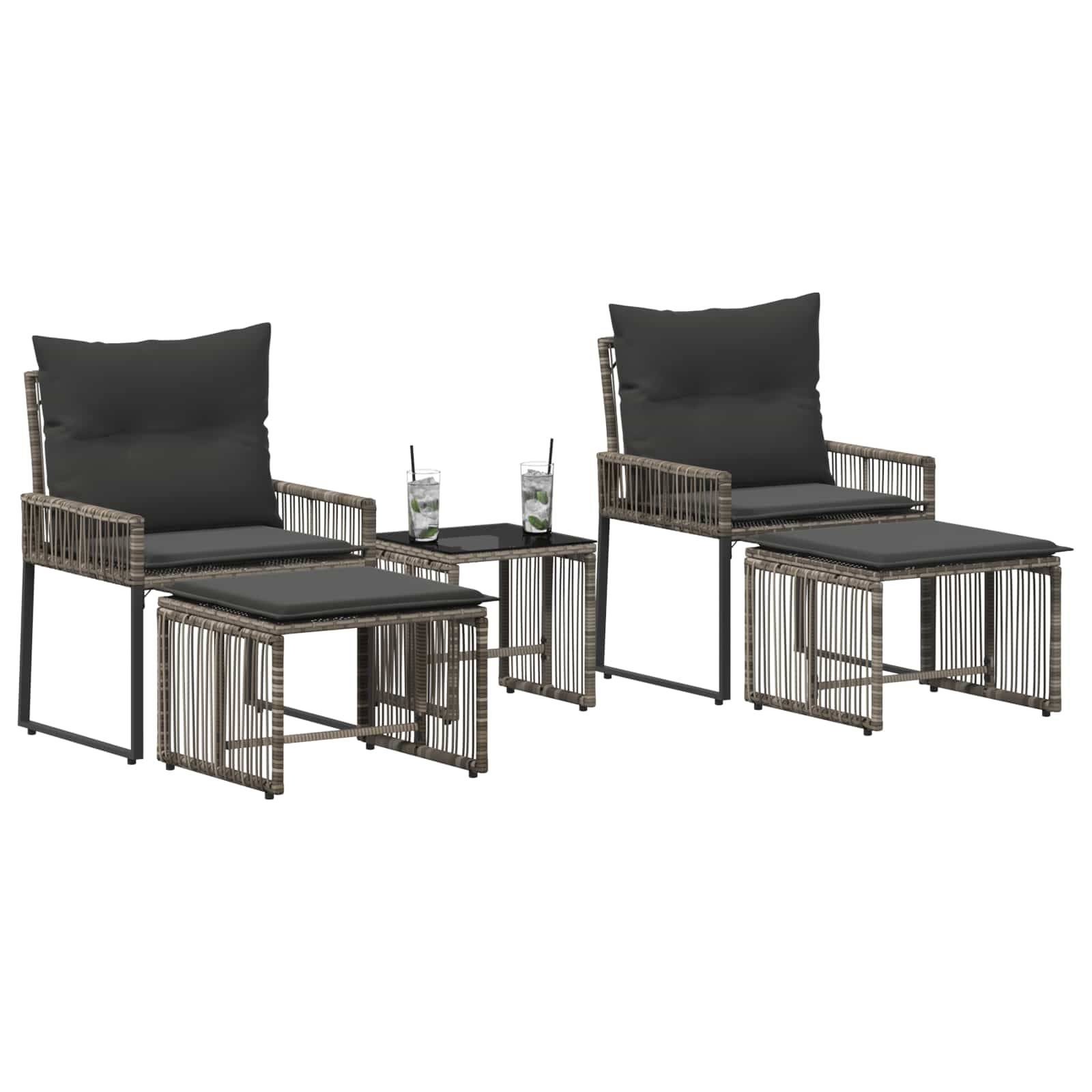 vidaXL Gartenmöbel Set 11 pcs Grau und Dunkelgrau Poly-Rattan
