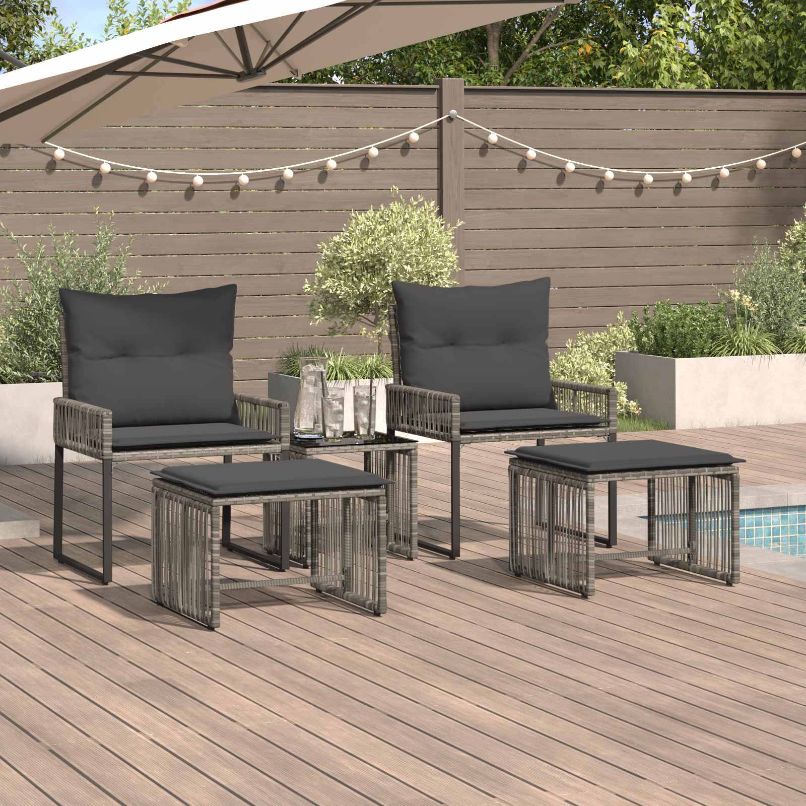 vidaXL Gartenmöbel Set 11 pcs Grau und Dunkelgrau Poly-Rattan
