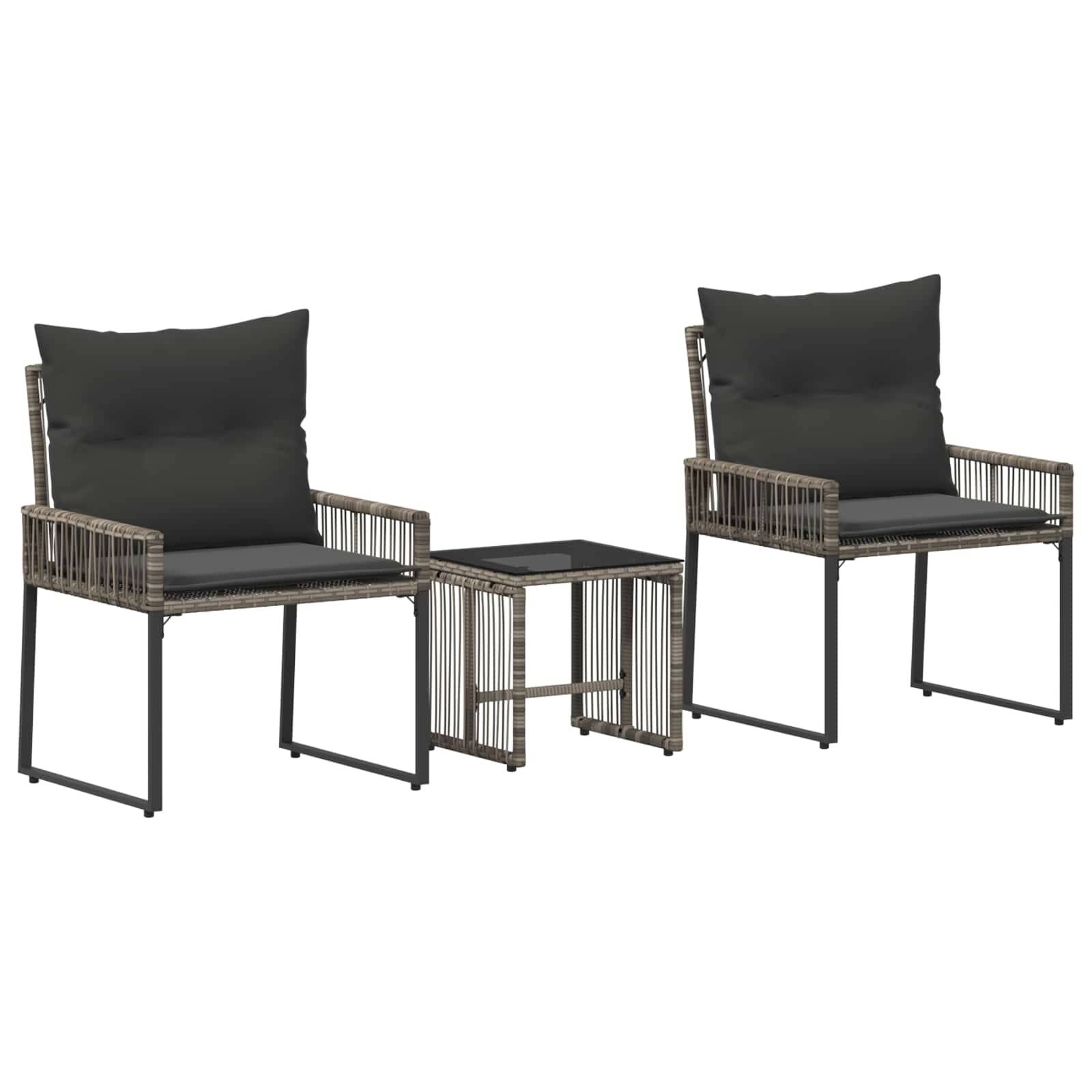 vidaXL Gartenmöbel Set 7 pcs Grau und Dunkelgrau Poly-Rattan