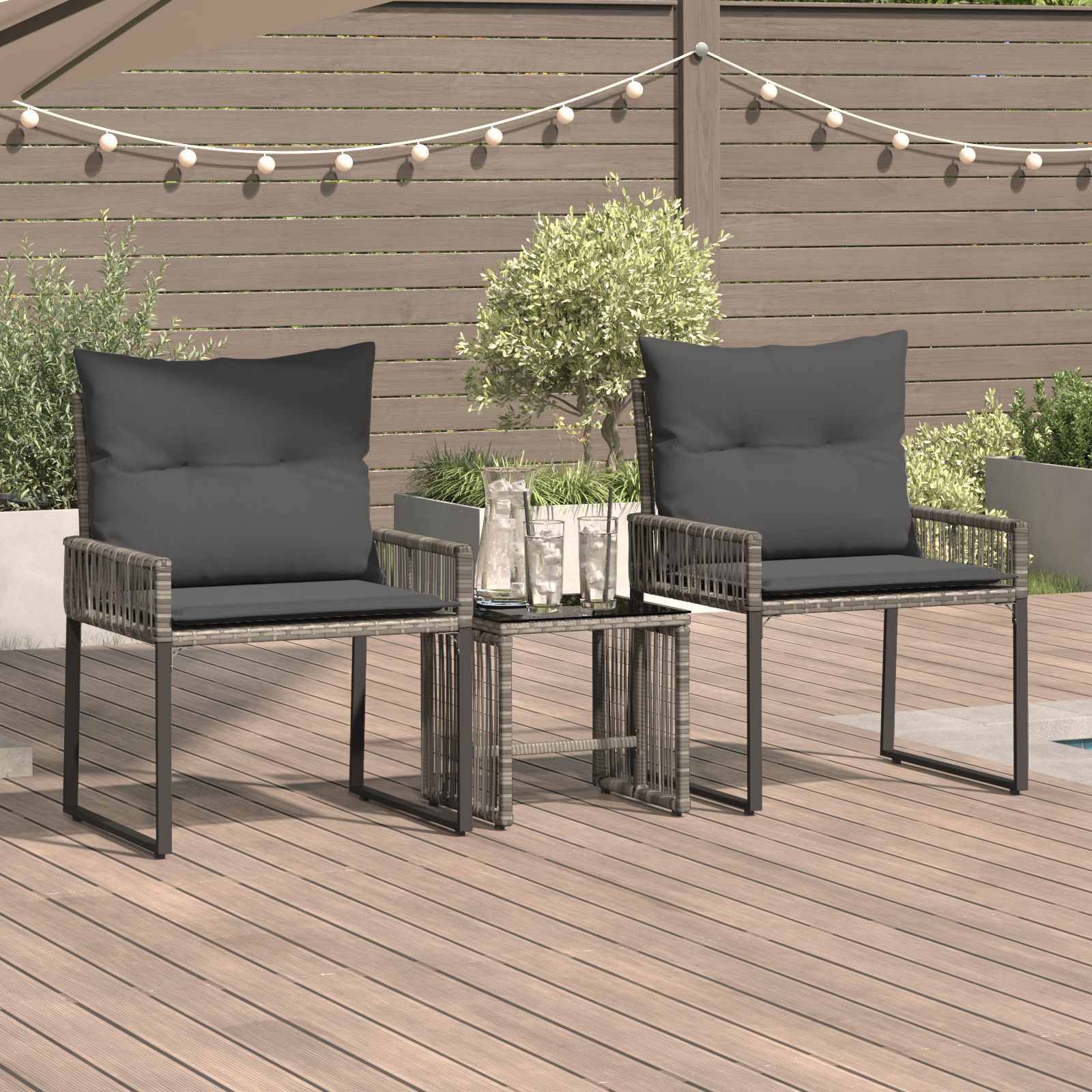 vidaXL Gartenmöbel Set 7 pcs Grau und Dunkelgrau Poly-Rattan