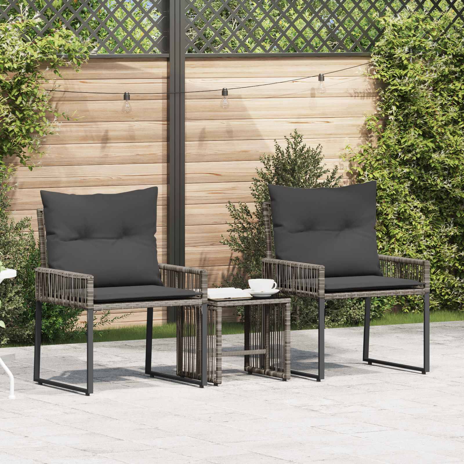 vidaXL Gartenmöbel Set 7 pcs Grau und Dunkelgrau Poly-Rattan