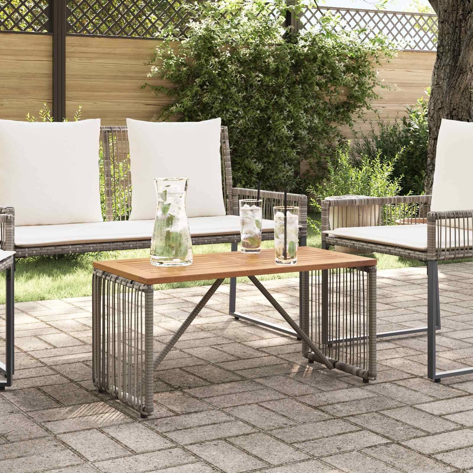 vidaXL Tisch für Outdoor Grau und Braun 80 x 40 x 40 cm Poly-Rattan