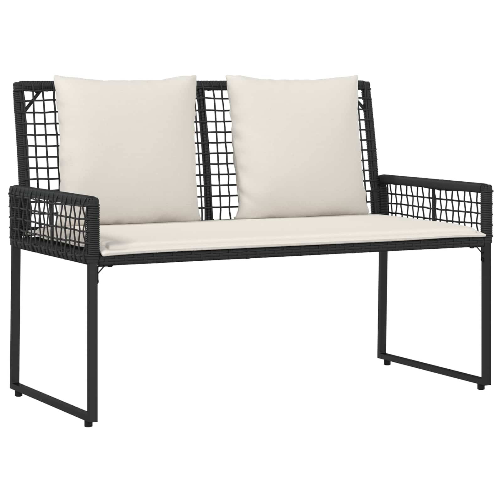 vidaXL Gartenmöbel-Set mit Kissen 4 pcs Schwarz und Cremeweiß