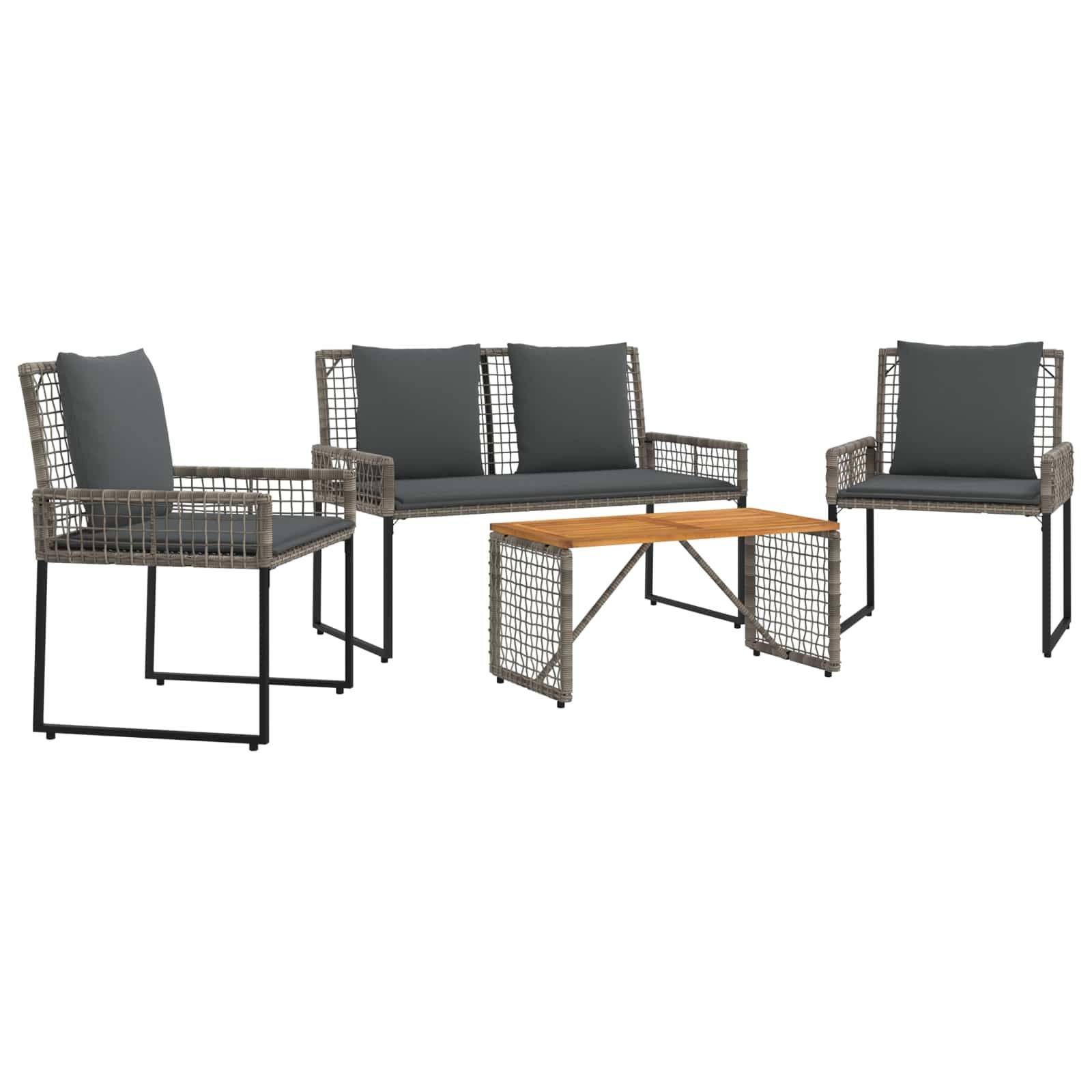 vidaXL Gartenmöbel Set mit Kissen Stahl