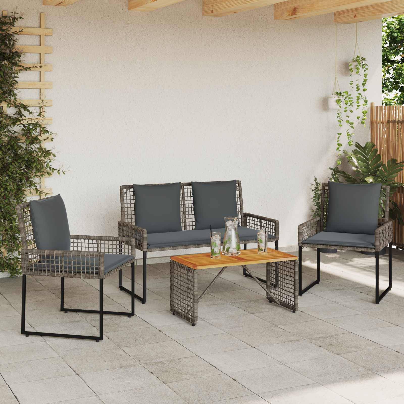 vidaXL Gartenmöbel Set mit Kissen Stahl