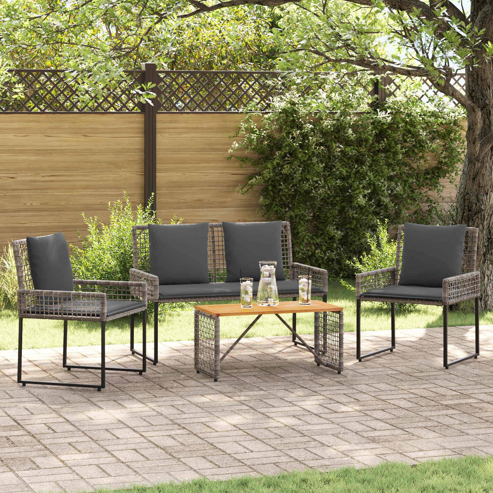 vidaXL Gartenmöbel Set mit Kissen Stahl