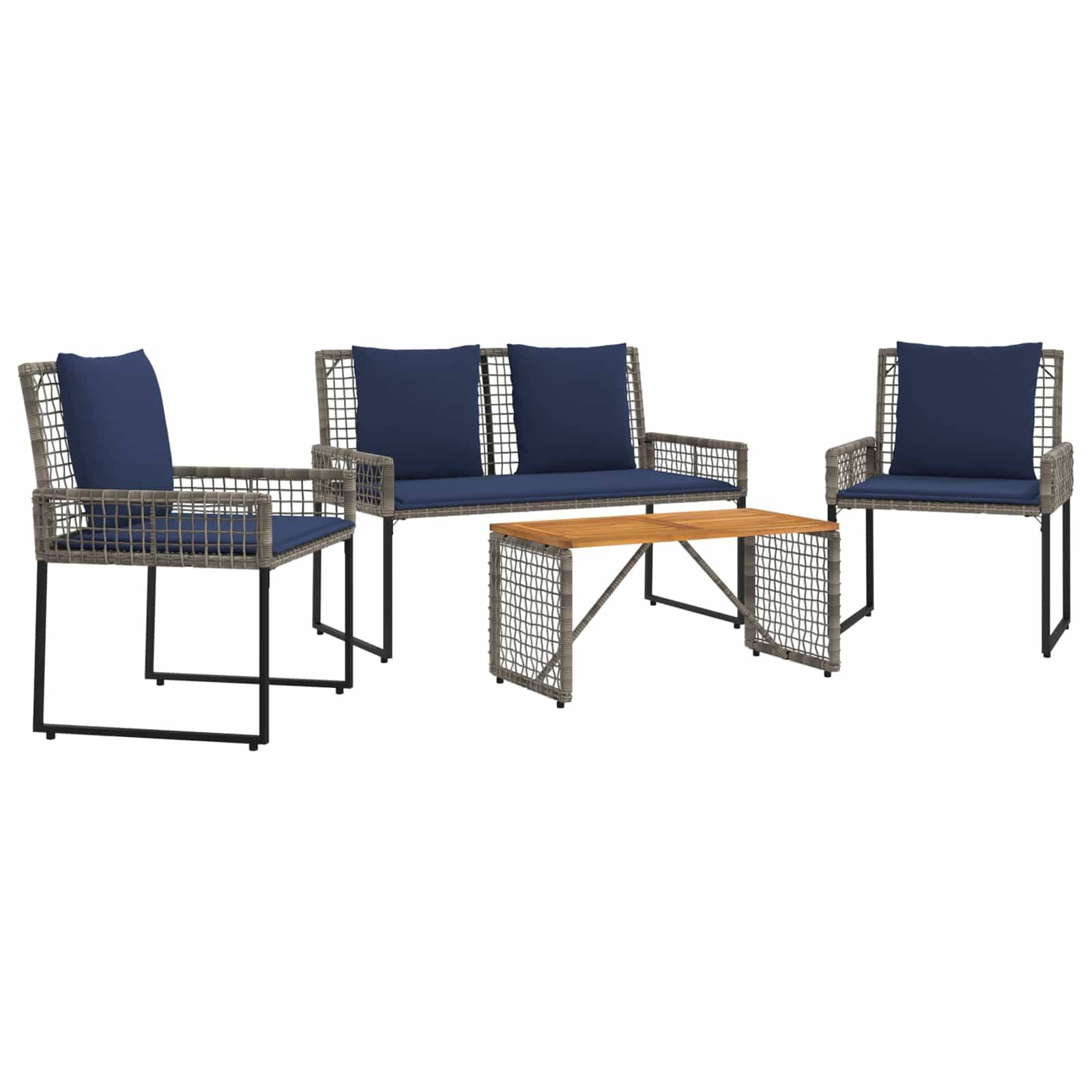 vidaXL Gartenmöbel Set mit Kissen Stahl
